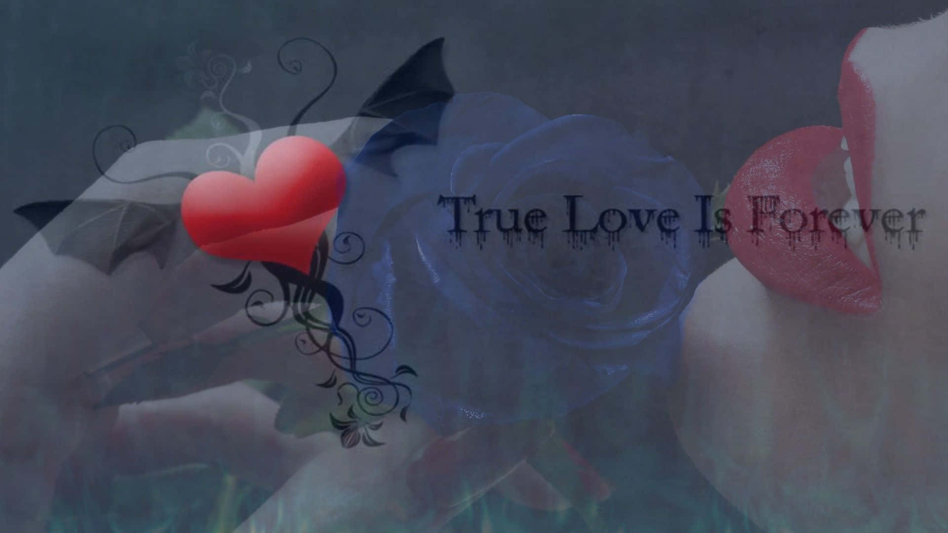 true love is forever, red heart, lips, Full HD Desktop Wallpaper