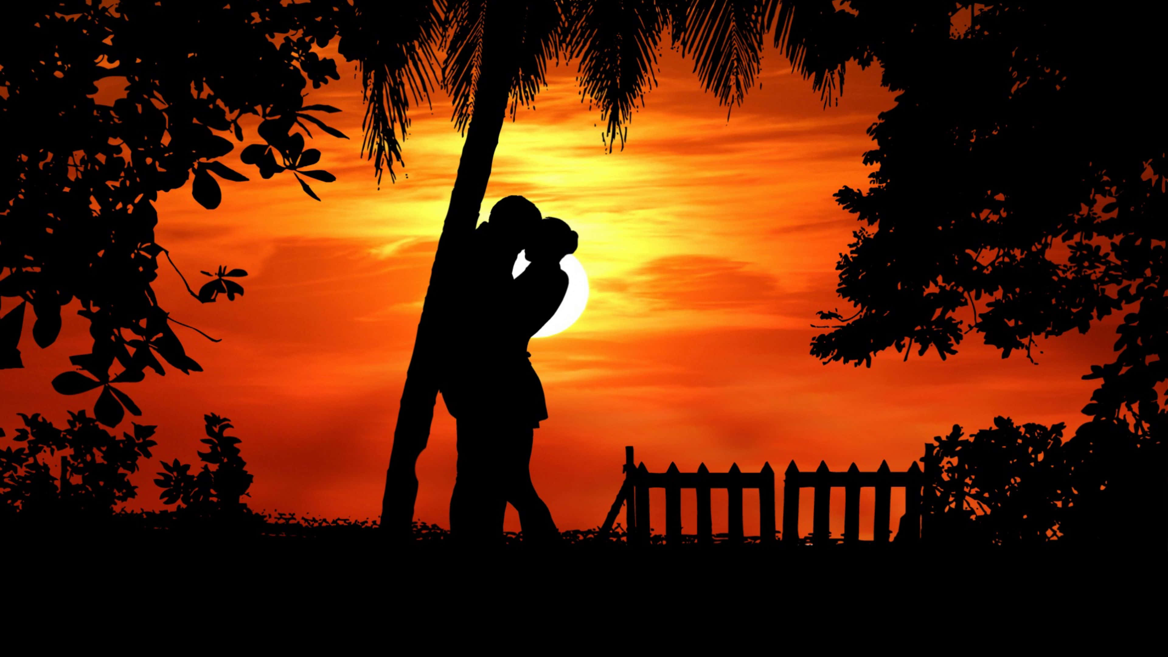 4k love, 3840 x 2160, silhouetted couple, 4K Desktop Wallpaper