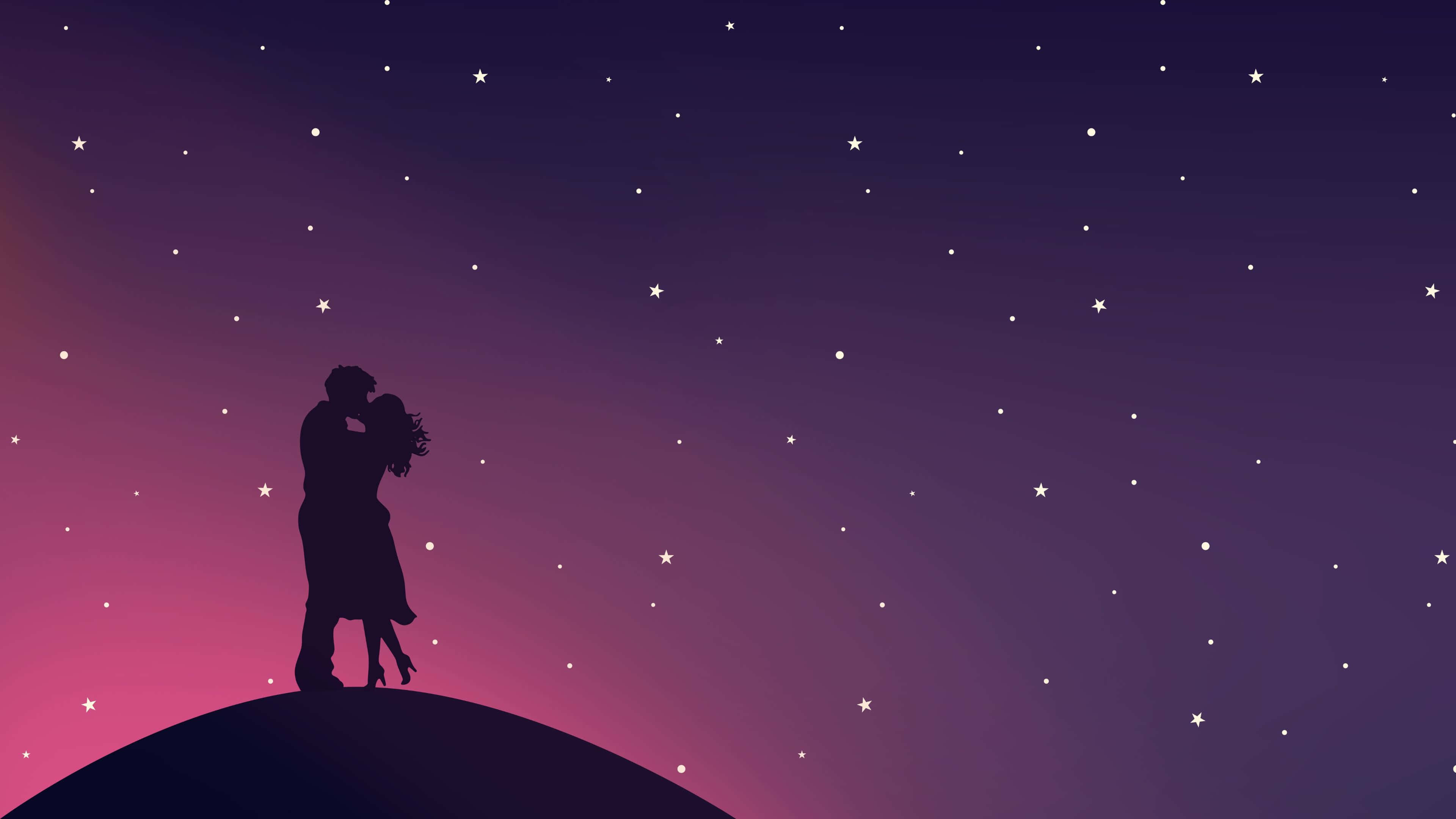 4k love, 3840 x 2160, starry twilight sky, 4K Desktop Wallpaper