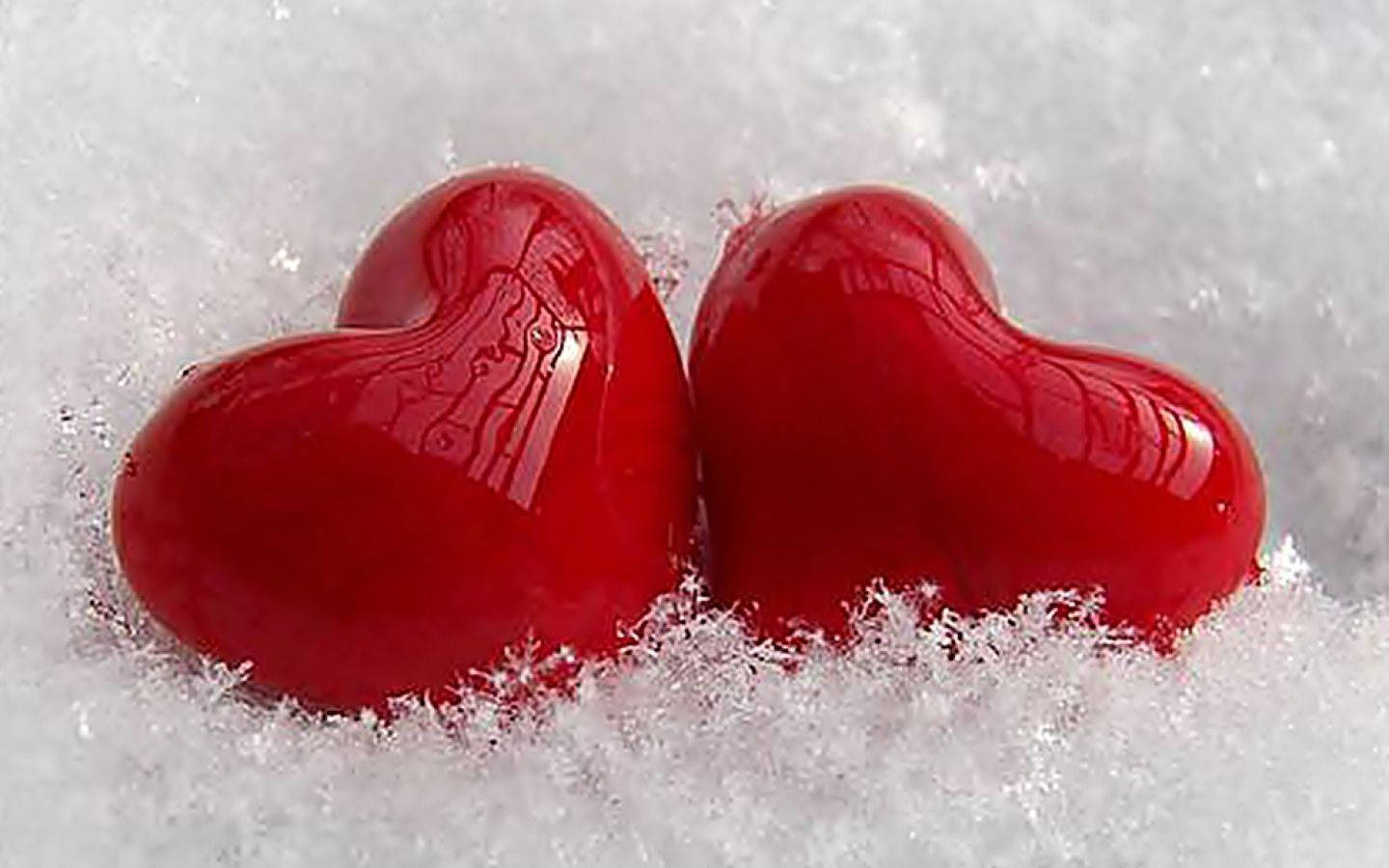 red heart balloons, snow, glossy red, HD Desktop Wallpaper