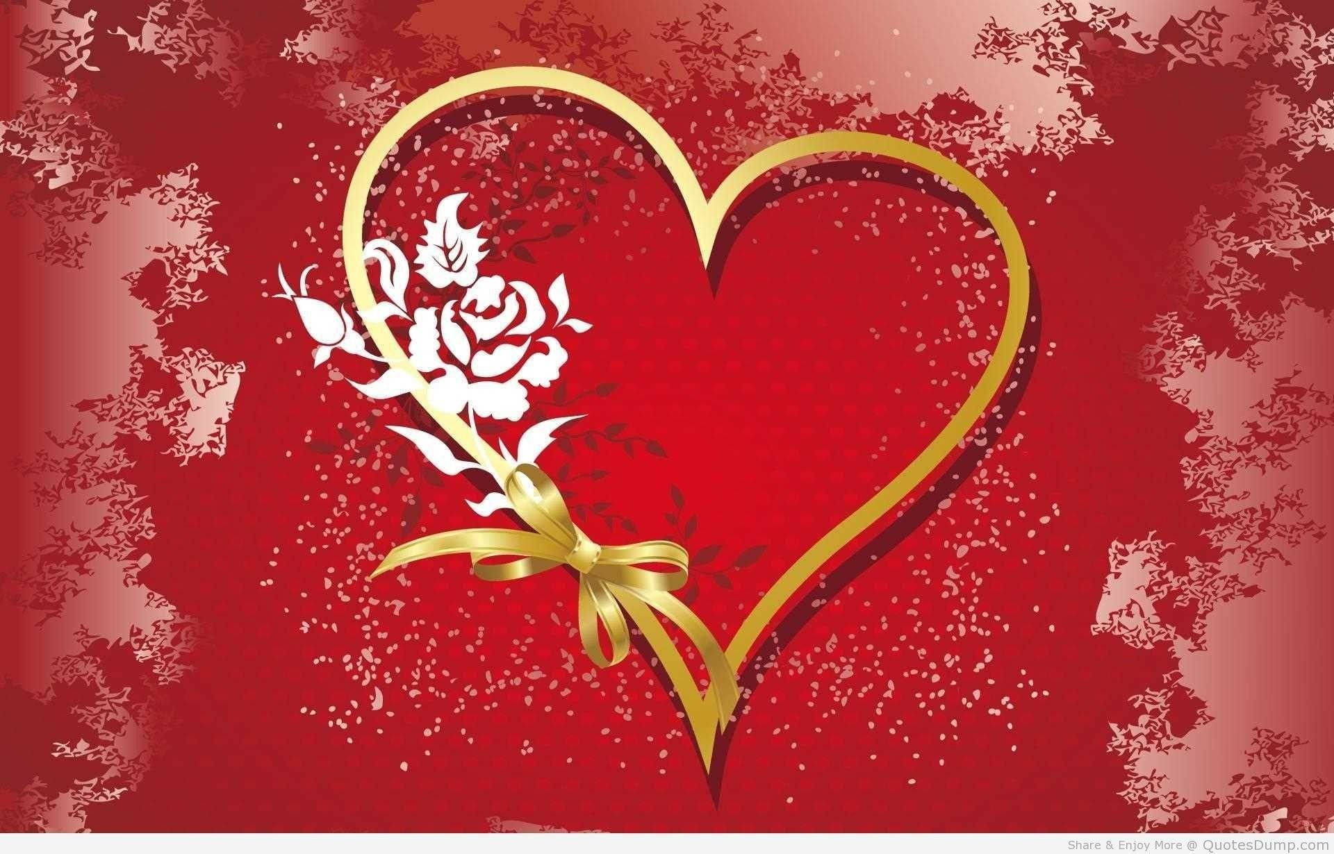 gold love heart, white rose, gold bow, Full HD Desktop Wallpaper