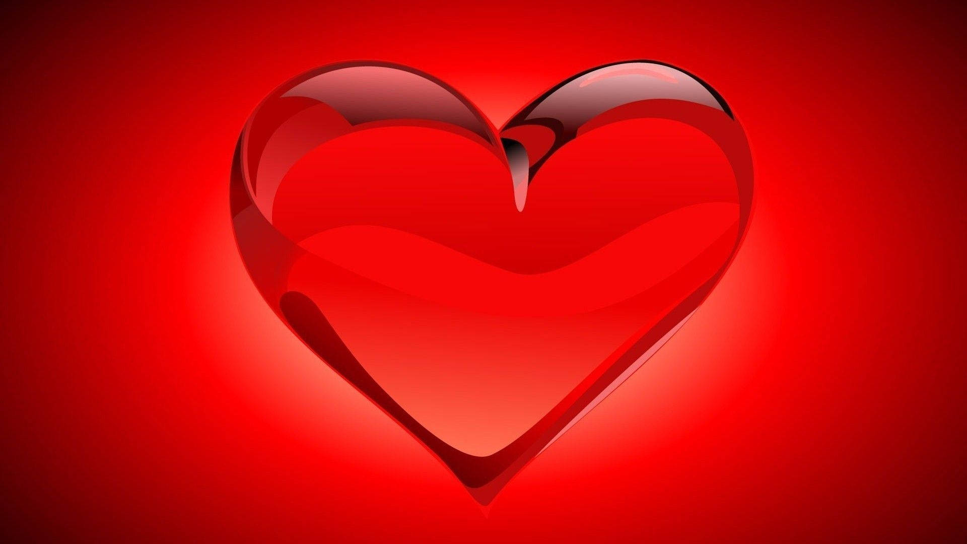 3D Red Love Heart, glossy red heart, broken top, Full HD Desktop Wallpaper