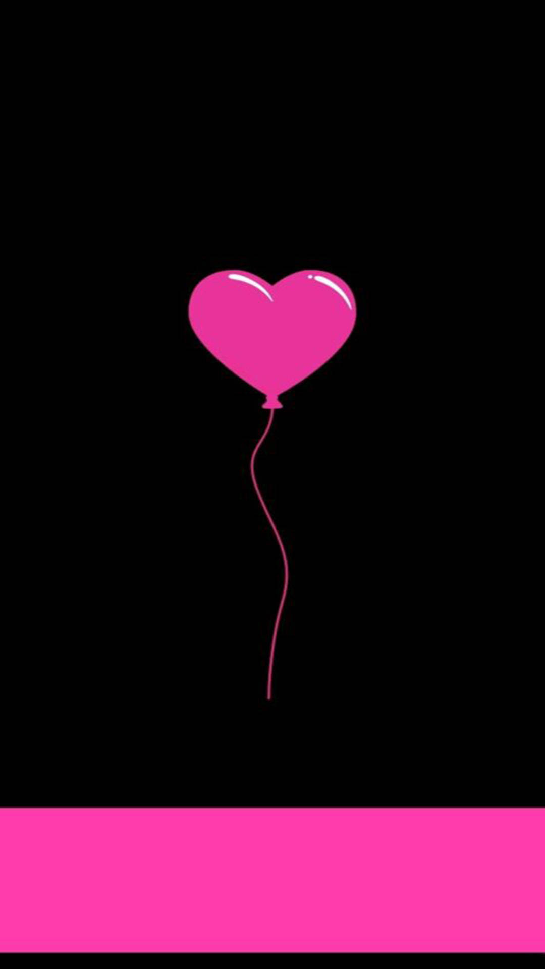 black and pink aesthetic heart balloon, vibrant pink heart-shaped balloon, stark black background, Full HD Phone Wallpaper