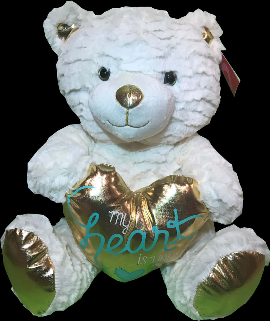 white teddy bear, golden heart, gold accents, HD Phone Wallpaper
