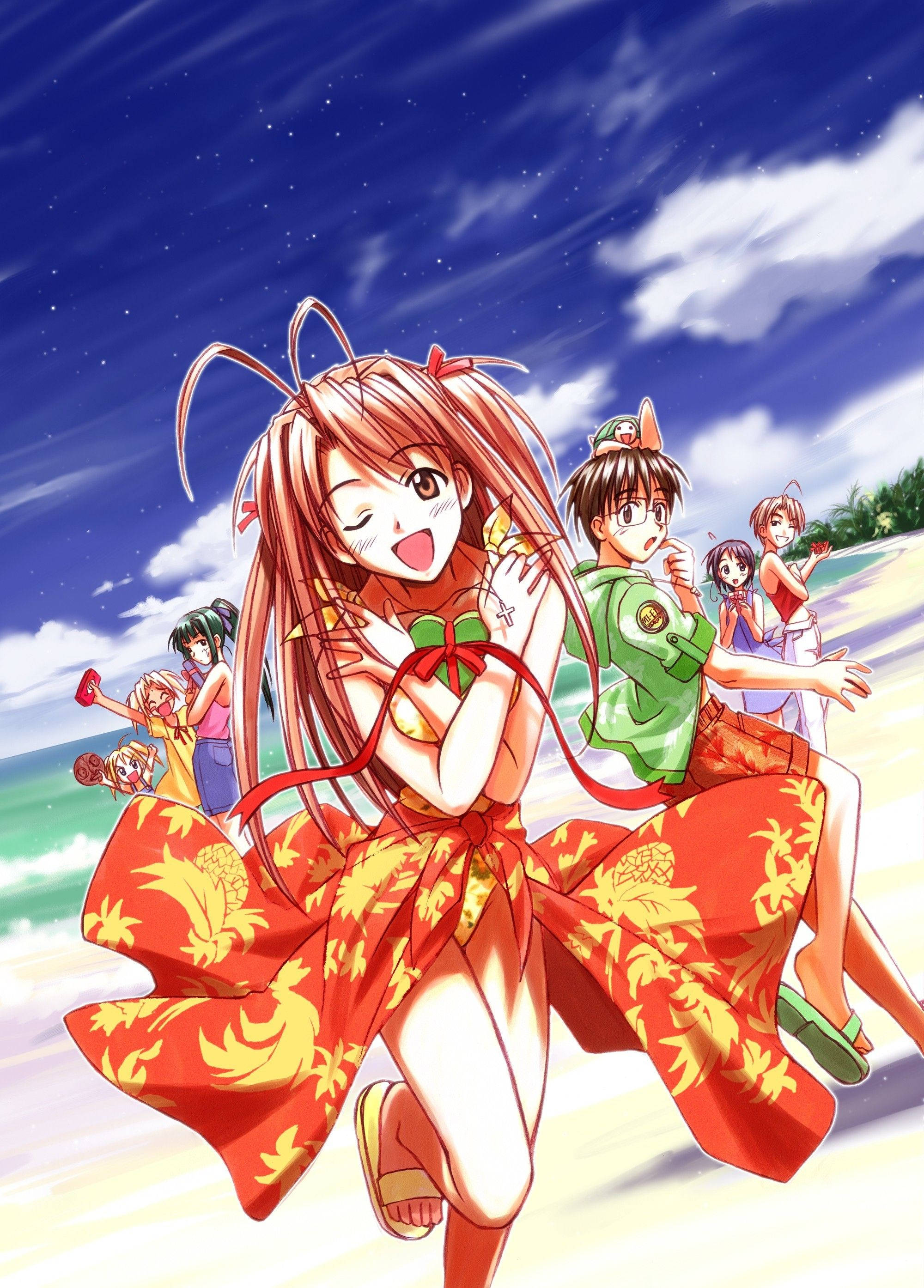Love Hina, yukatas, beach, 2K Phone Wallpaper