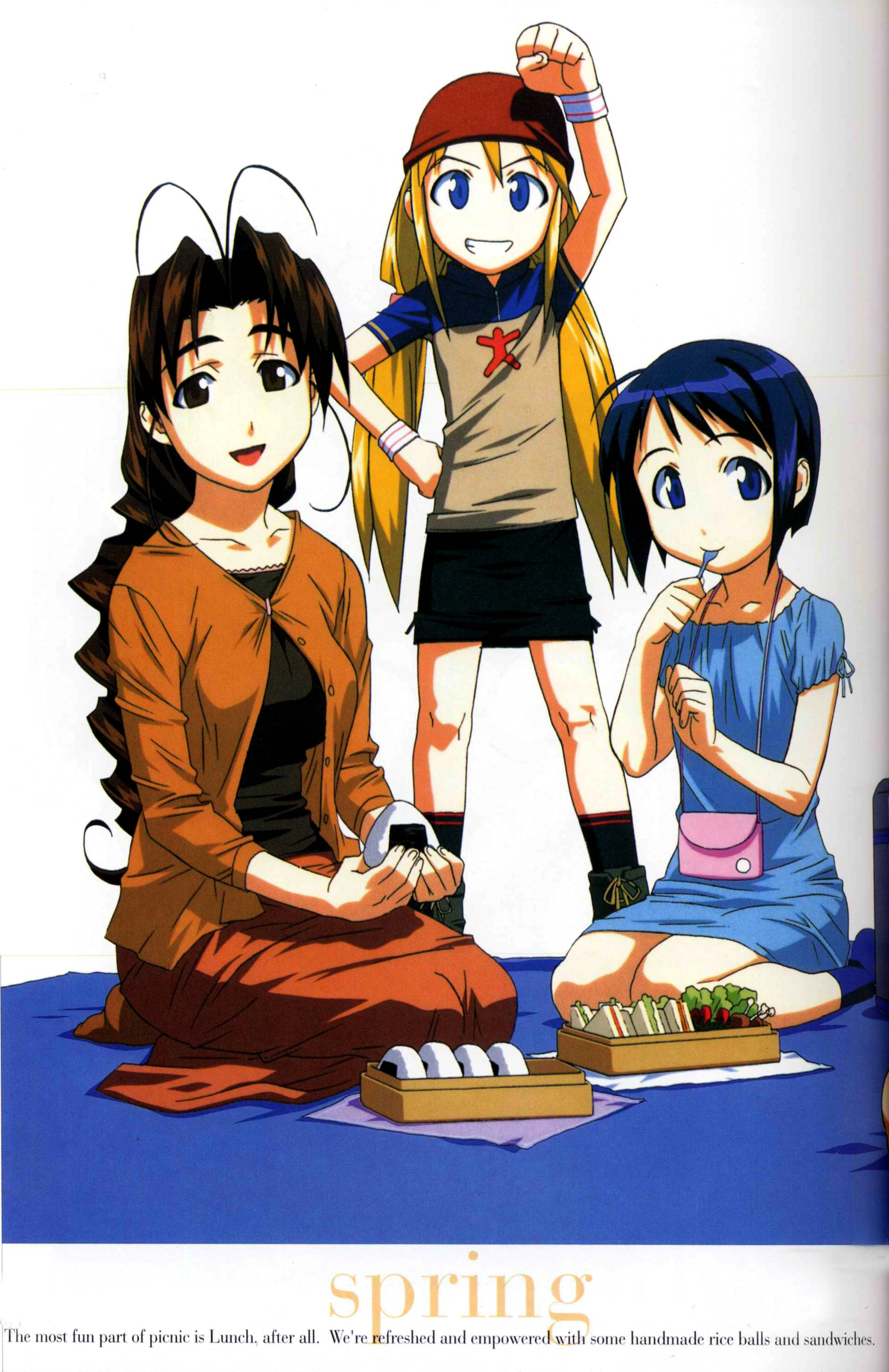 Love Hina, spring picnic, rice balls, 4K Phone Wallpaper