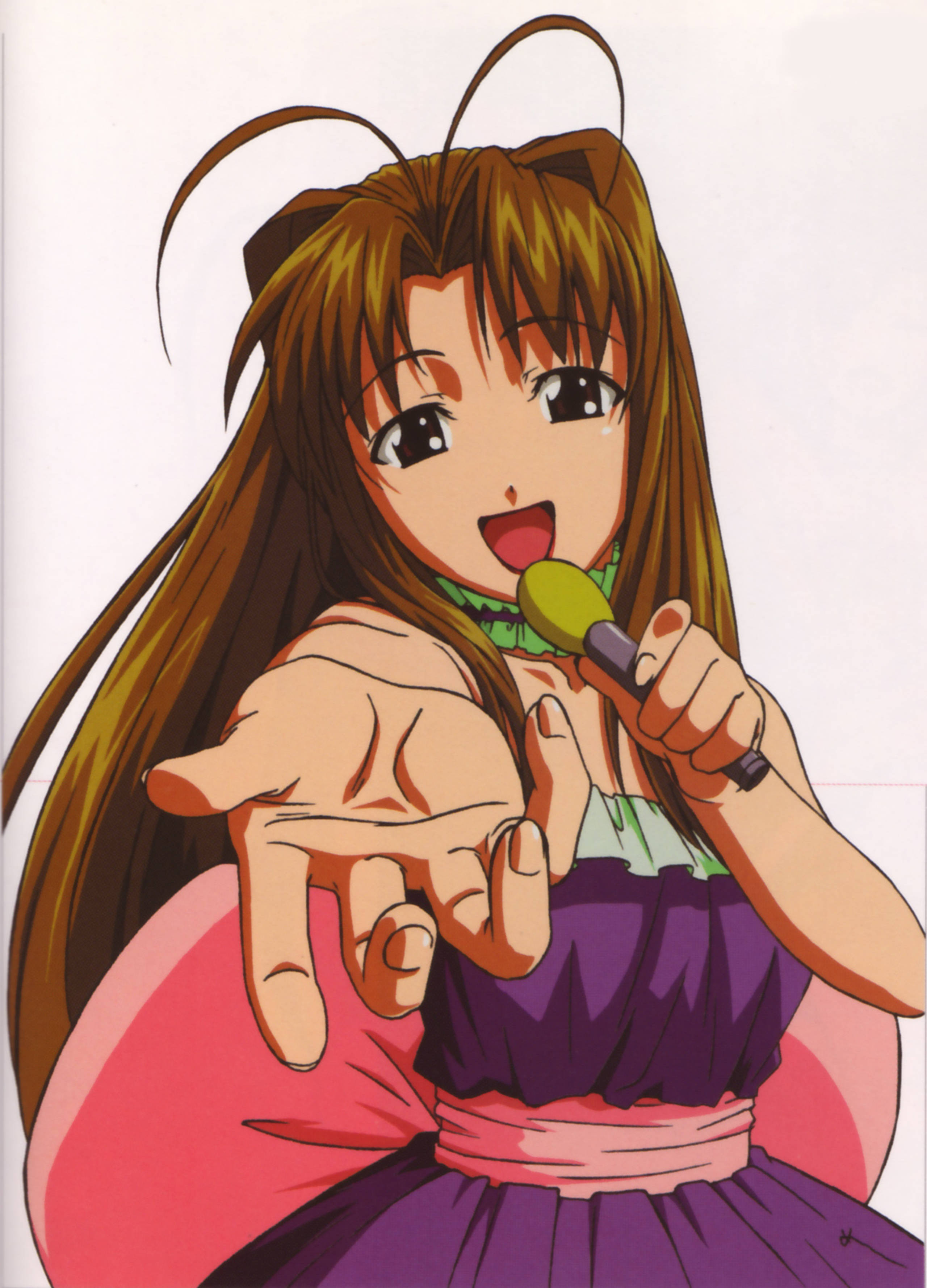 Love Hina, pop idol, long brown hair, 2K Phone Wallpaper