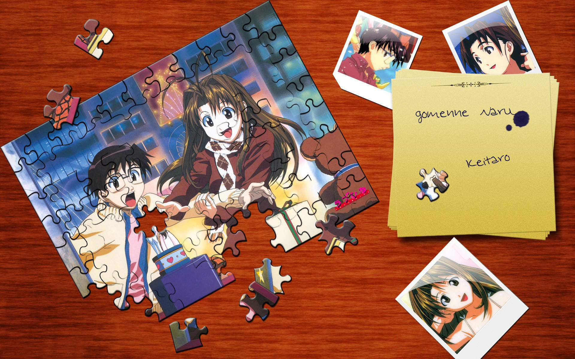 Love Hina, puzzled memories, anime puzzle, Full HD Desktop Wallpaper