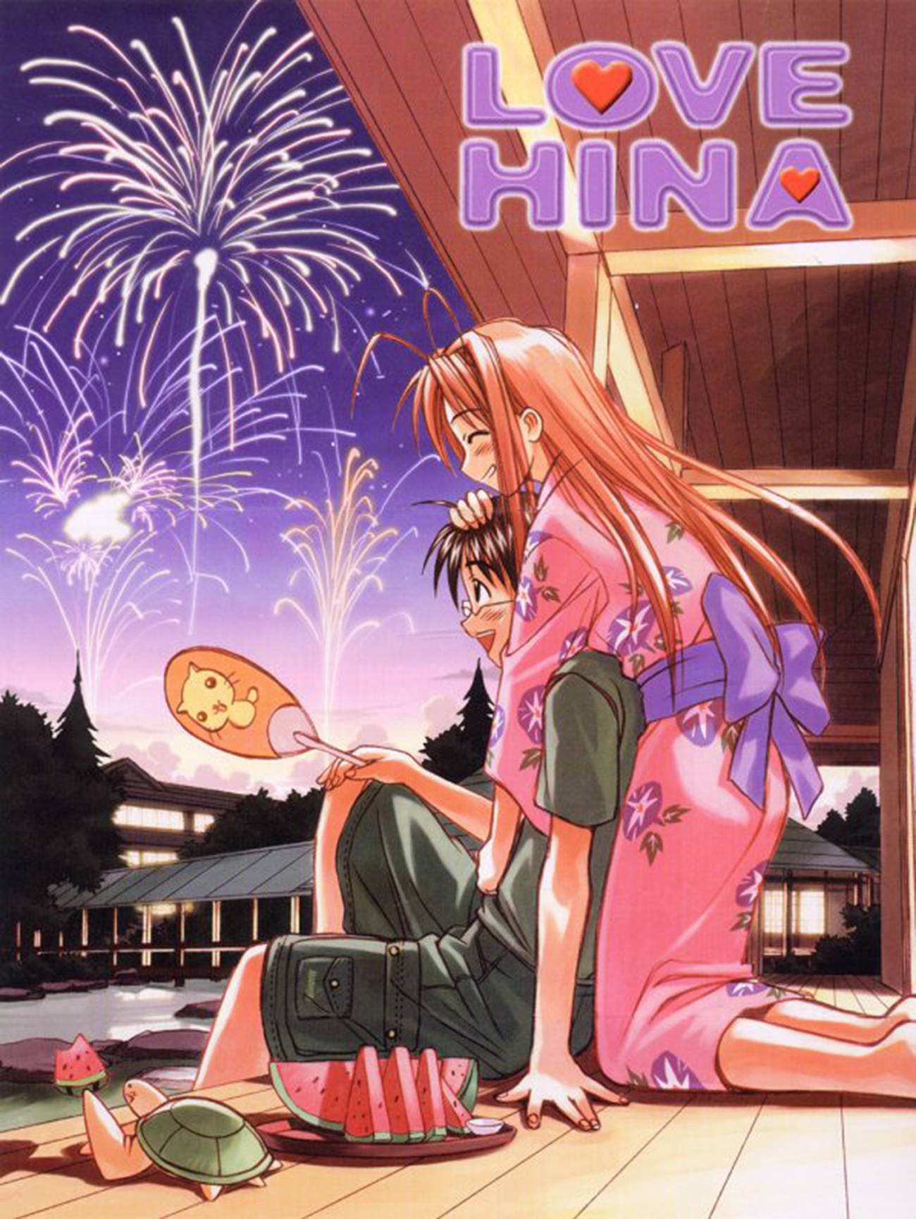 Love Hina, fireworks, kimono, HD Phone Wallpaper