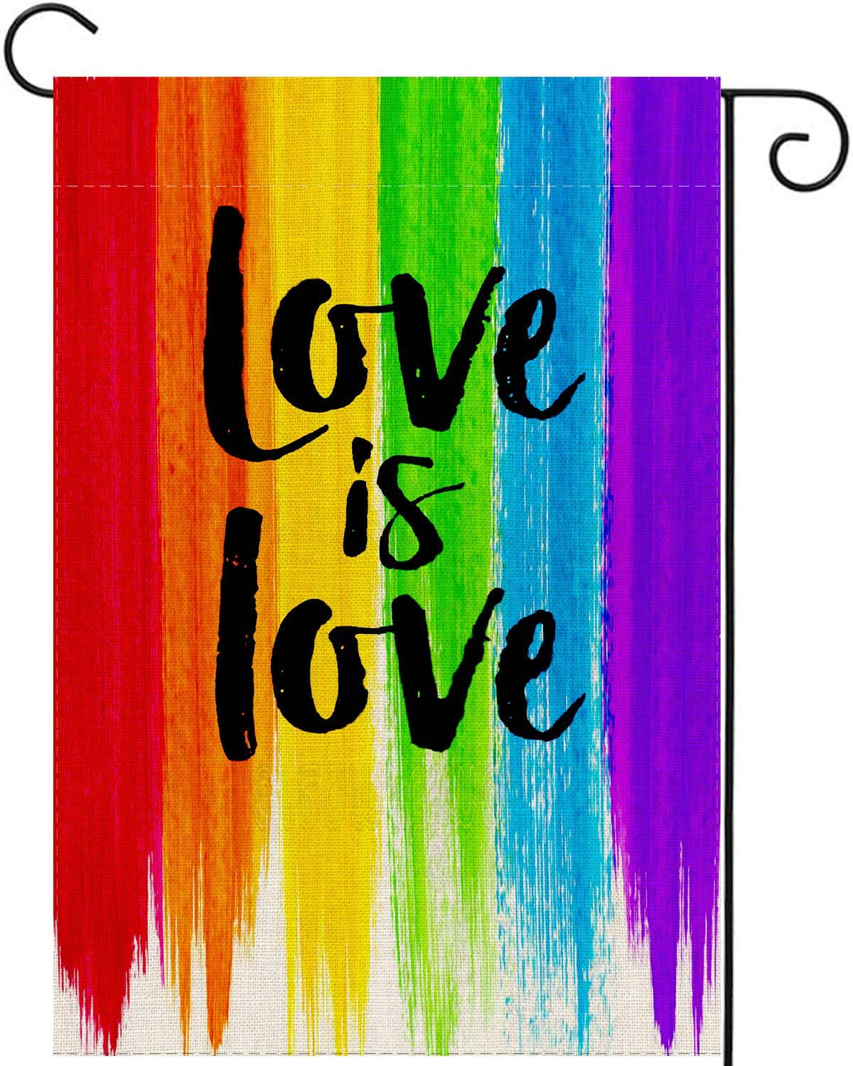 rainbow flag, black brushstroke text, Love is Love, HD Phone Wallpaper