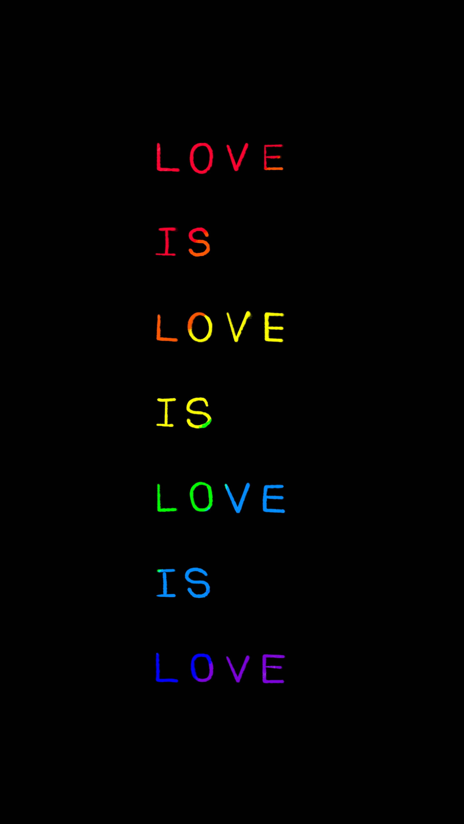 Love Is Love, rainbow-colored, black background, 2K Phone Wallpaper