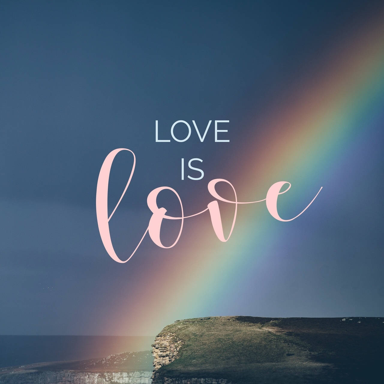 Love Is Love, rainbow, cliffside, HD Desktop Wallpaper