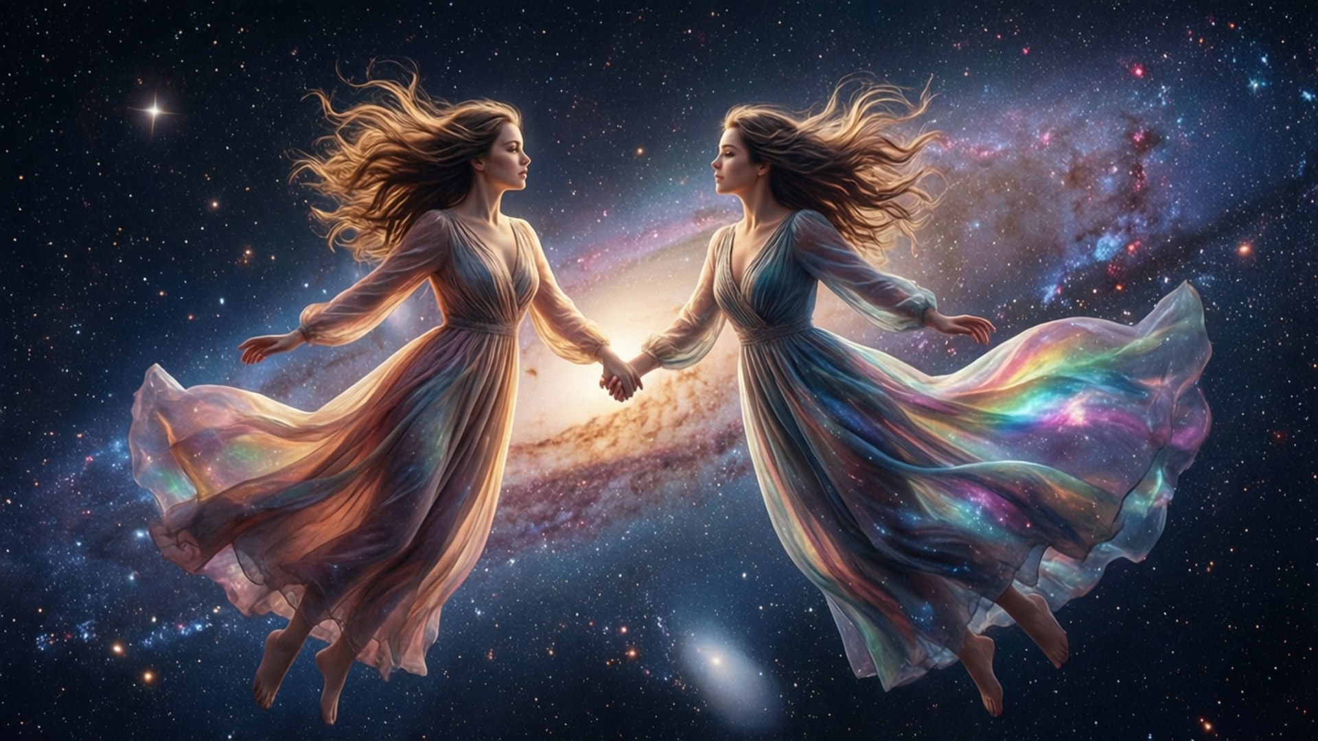 Cosmic Love, galaxy, swirling nebulae, Full HD Desktop Wallpaper