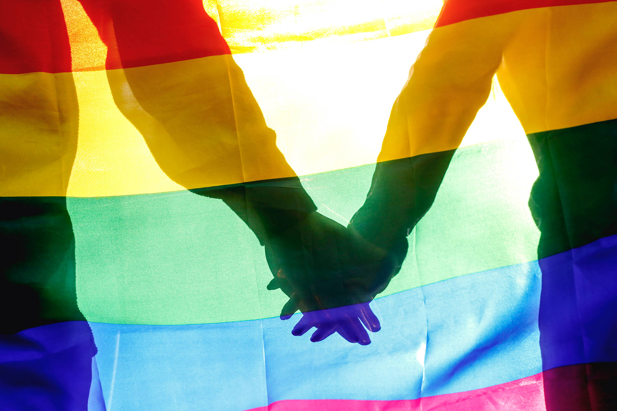 Love Is Love, holding hands, vibrant rainbow flag, Full HD Desktop Wallpaper