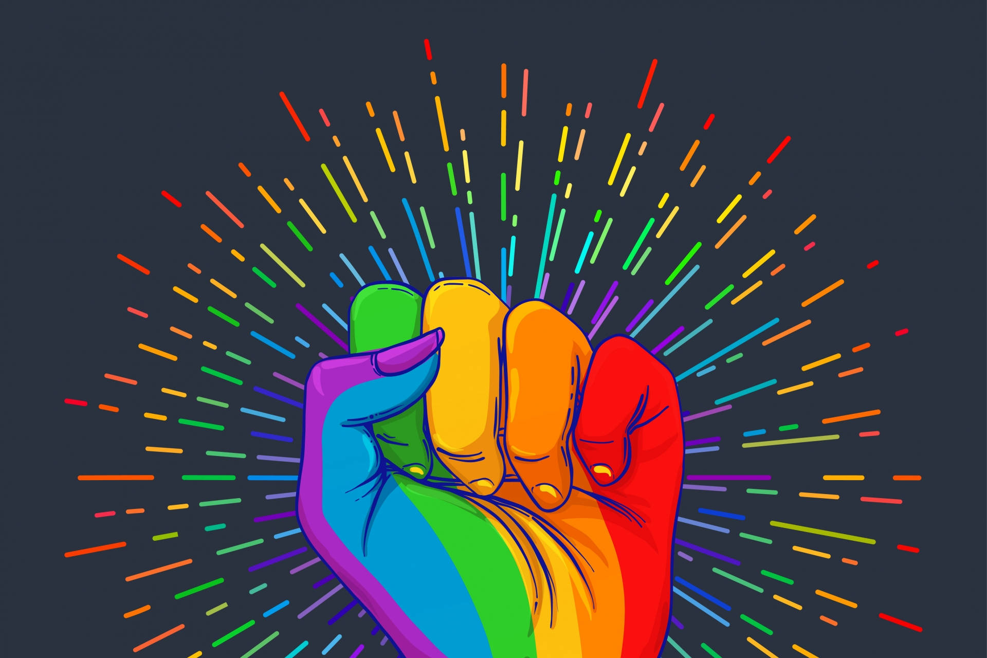 Love Is Love, pride fist, rainbow-colored, Full HD Desktop Wallpaper