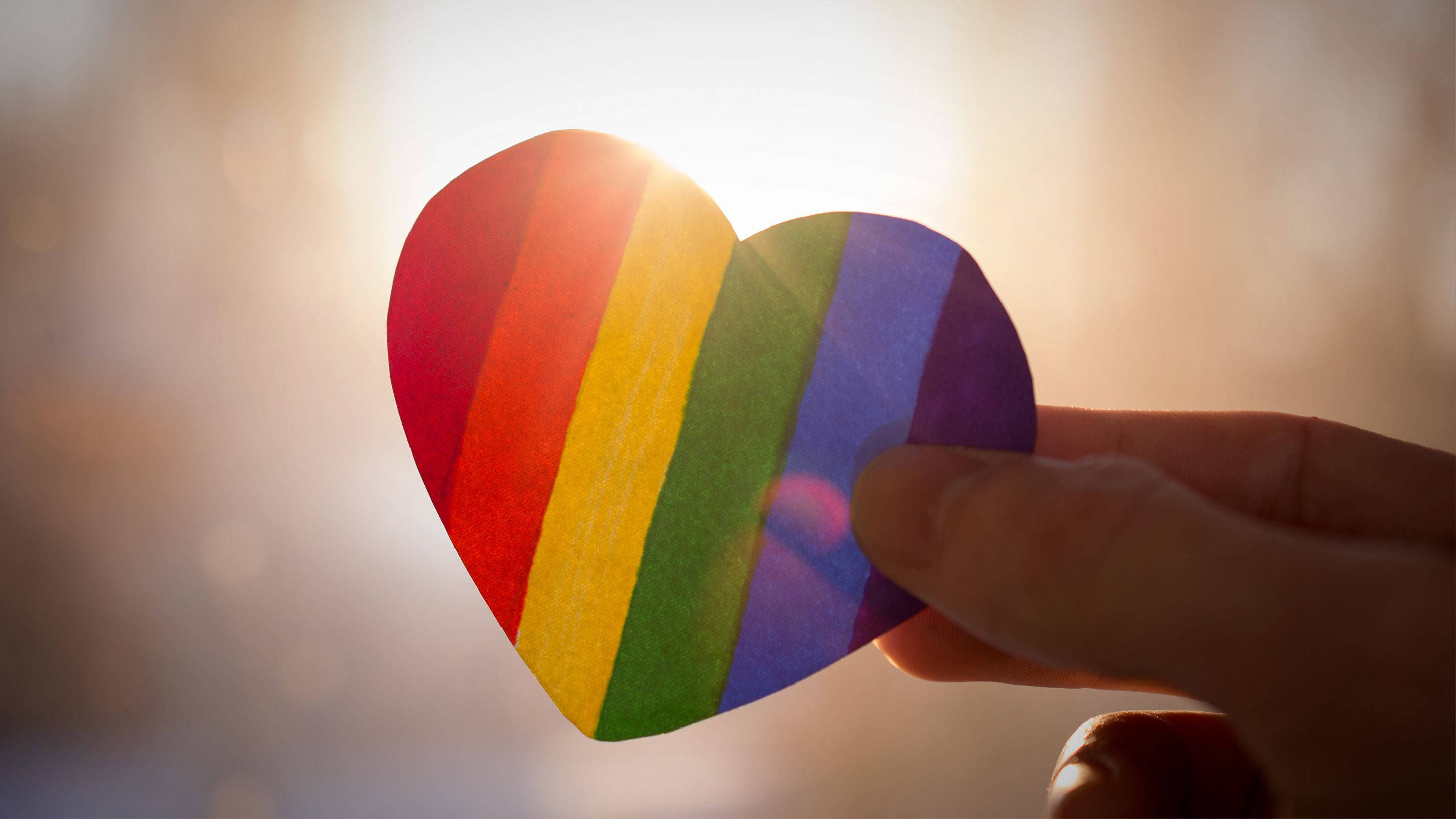 Love Is Love Pride Heart Paper, rainbow-striped, paper heart, 2K Desktop Wallpaper
