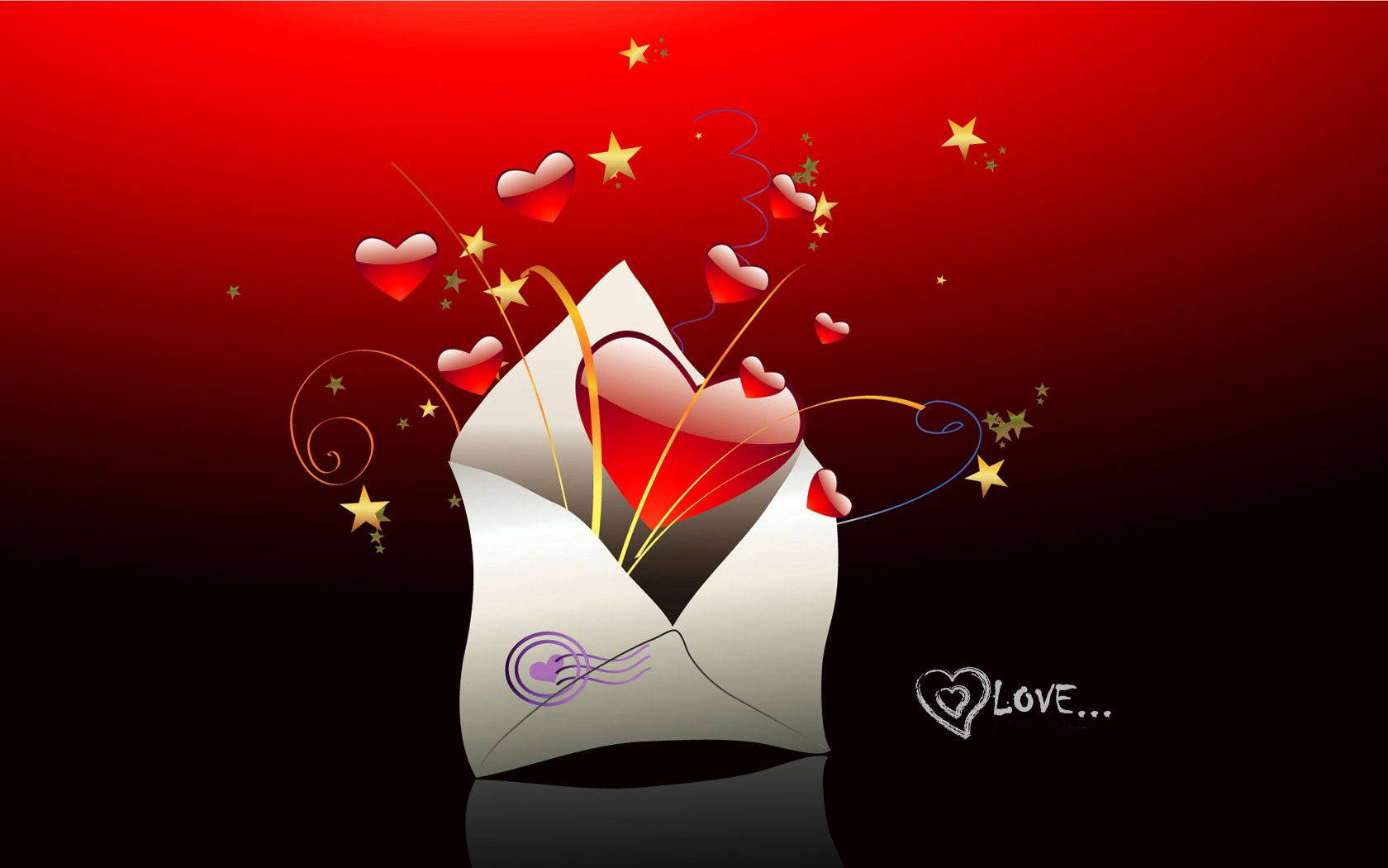 red hearts, love letter, white envelope, HD Desktop Wallpaper