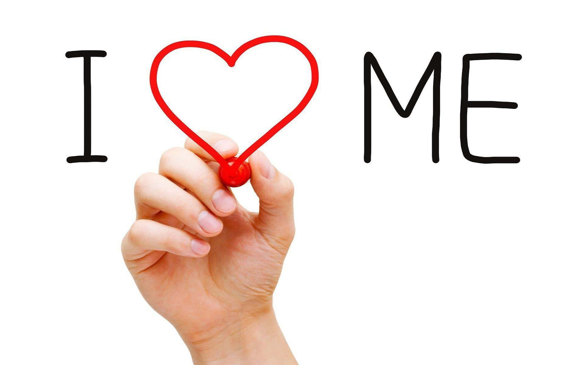 self love heart sign, red heart-shaped marker, I love me, Full HD Desktop Wallpaper