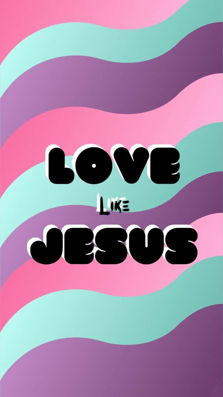 Love Like Jesus, pink, teal, HD Phone Wallpaper