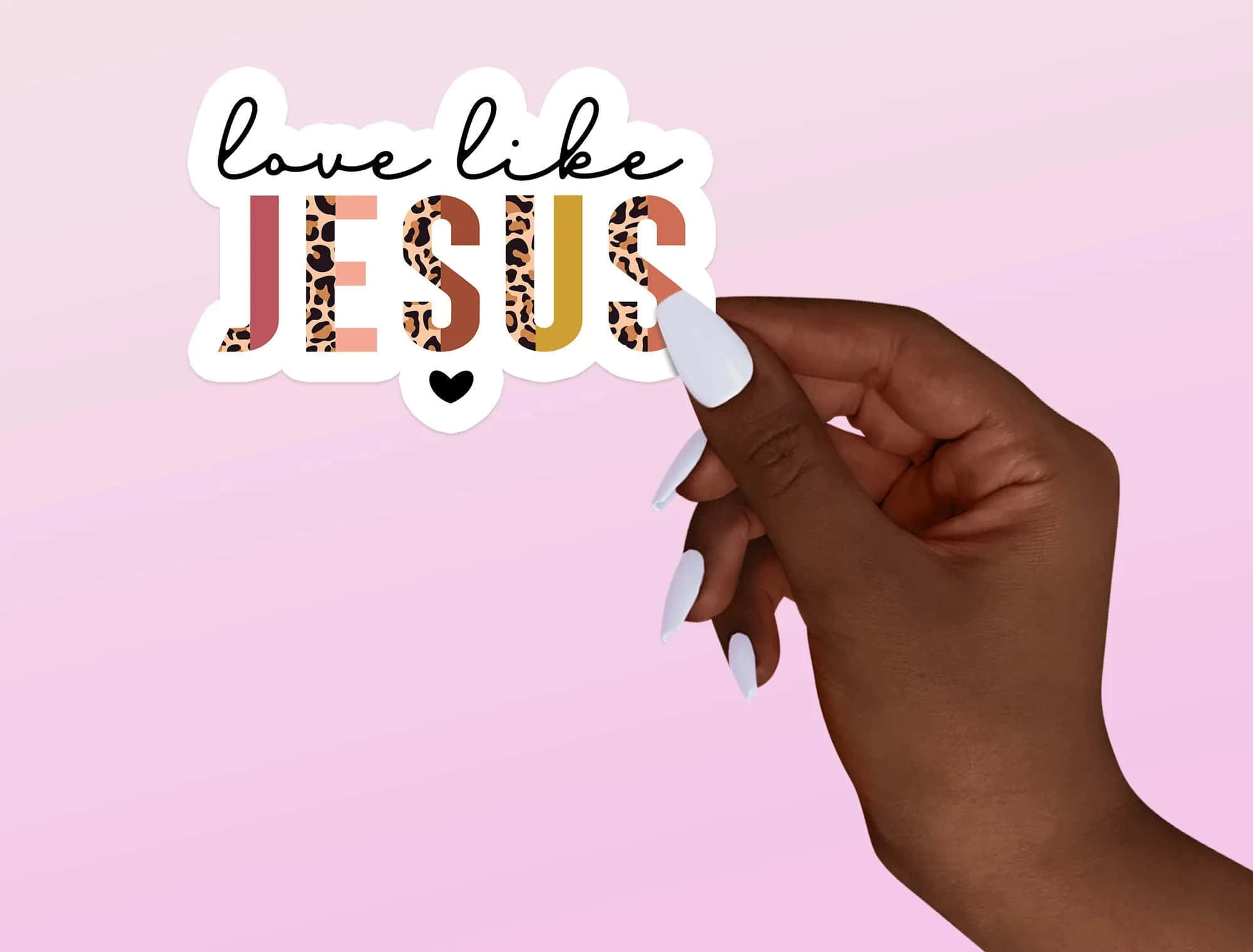 Love Like Jesus, leopard print, white nails, Full HD Desktop Wallpaper