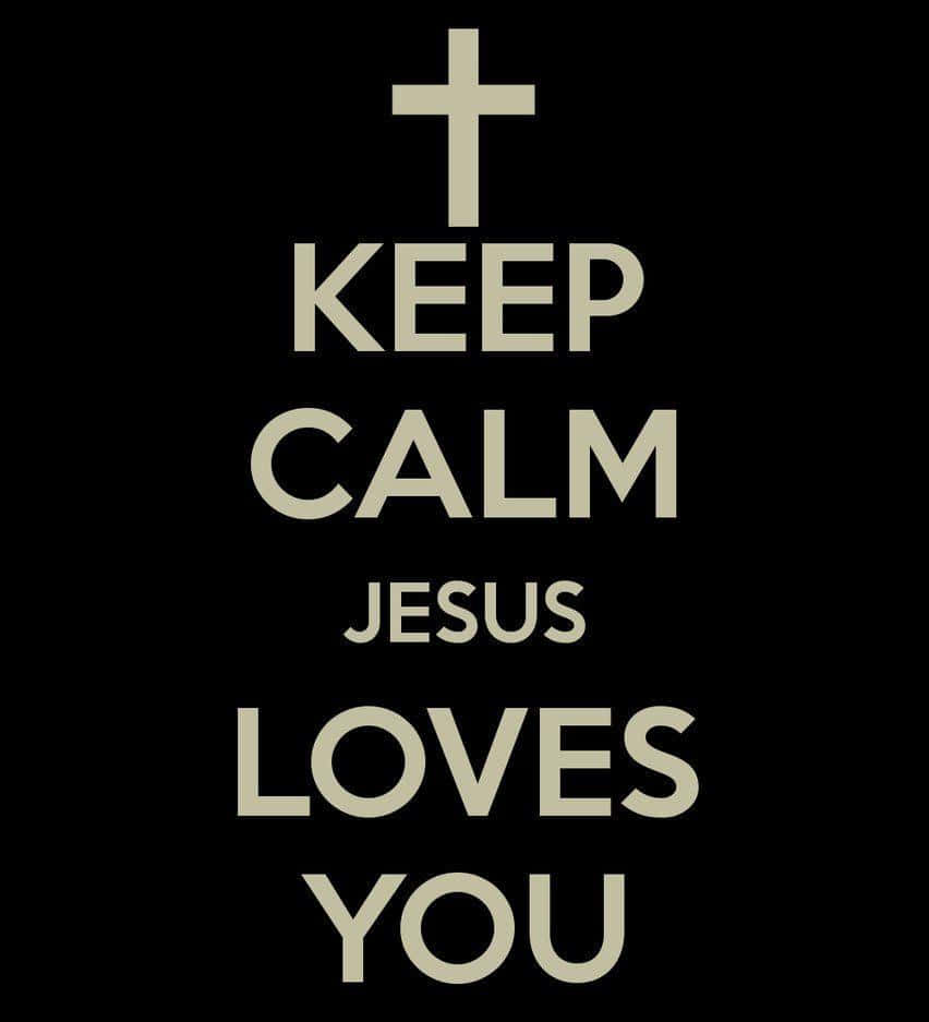 Jesus Loves You, beige cross, black background, SD Phone Wallpaper