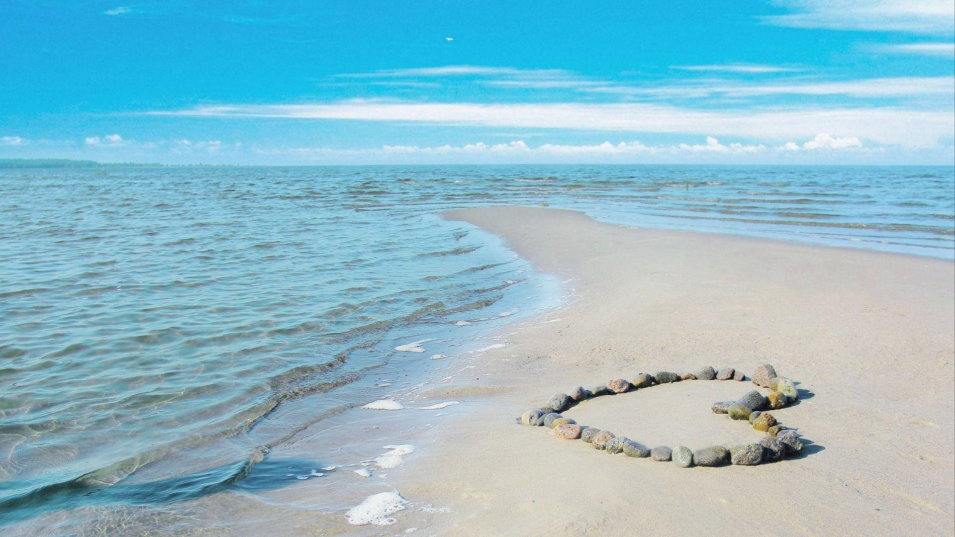 Love Nature, heart shape, smooth stones, Full HD Desktop Wallpaper