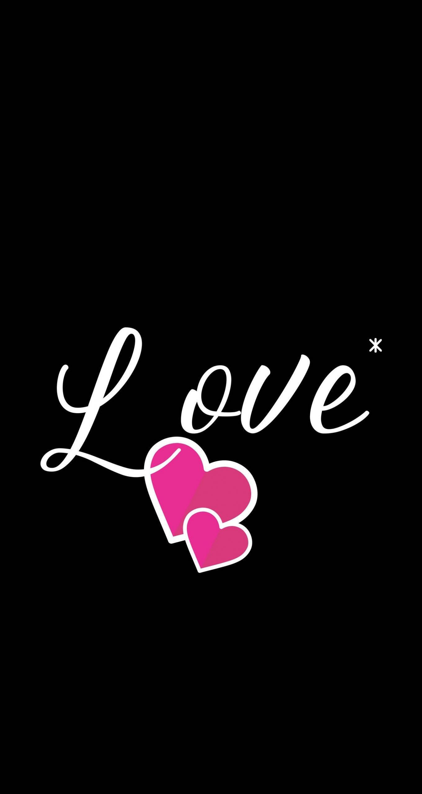 Pink Hearts Love Phone, white cursive script, pink gradient hearts, 2K Phone Wallpaper
