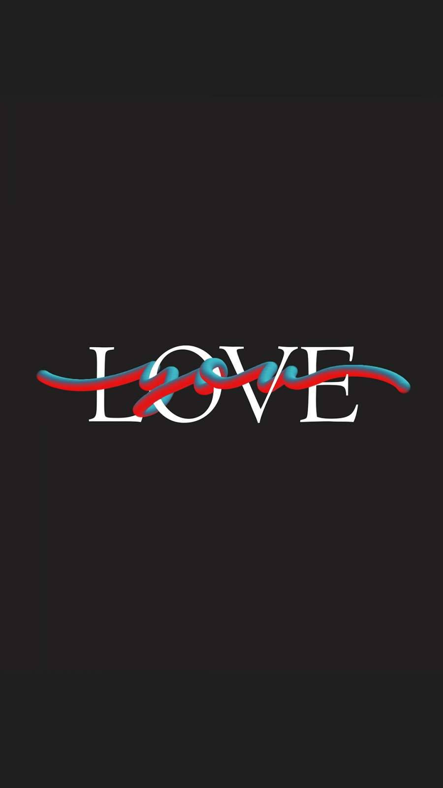 Love Phone, white letters, red and blue ribbon, HD Phone Wallpaper