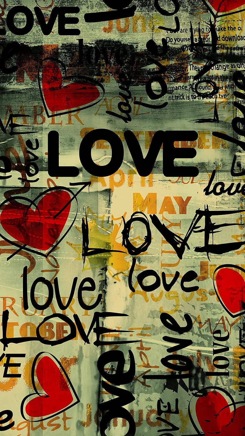 Love Phone, red hearts, word love, HD Phone Wallpaper