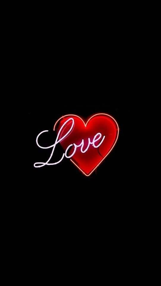 red heart, Love, neon heart, SD Phone Wallpaper