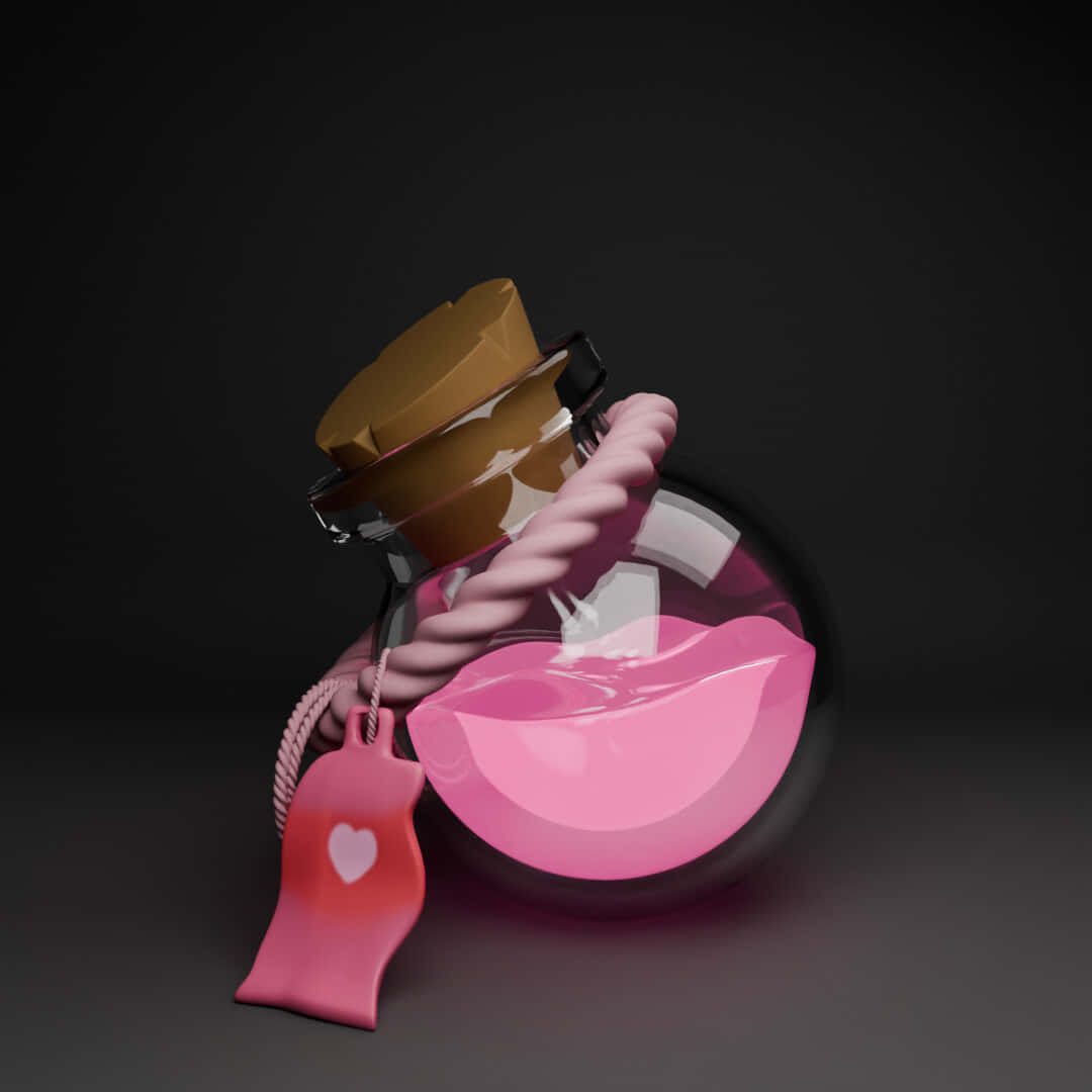 Love Potion, lips-shaped bottle, glossy pink, SD Desktop Wallpaper