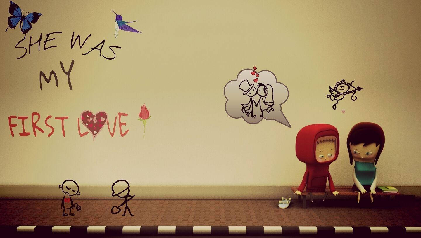 she was my first love, bench, wall art, HD Desktop Wallpaper
