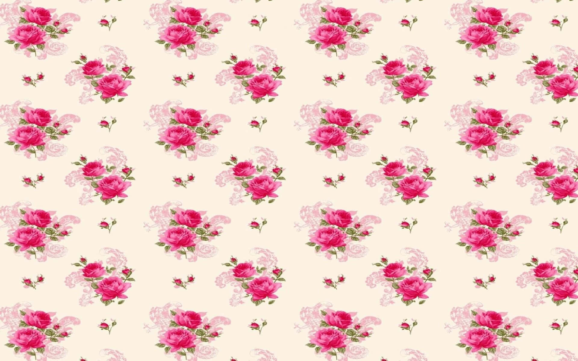 rose pattern, vibrant pink roses, buds, Full HD Desktop Wallpaper