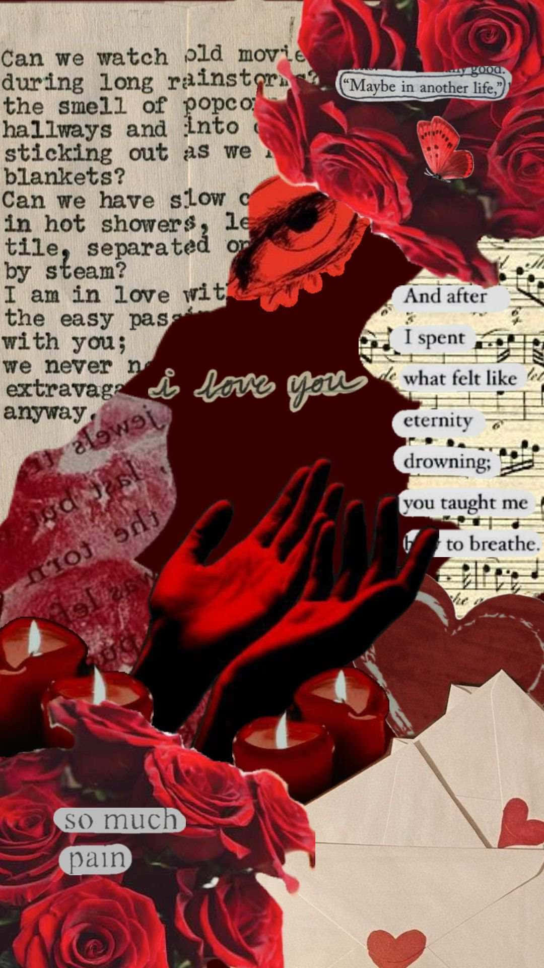 lovecore, red roses, love letters, Full HD Phone Wallpaper