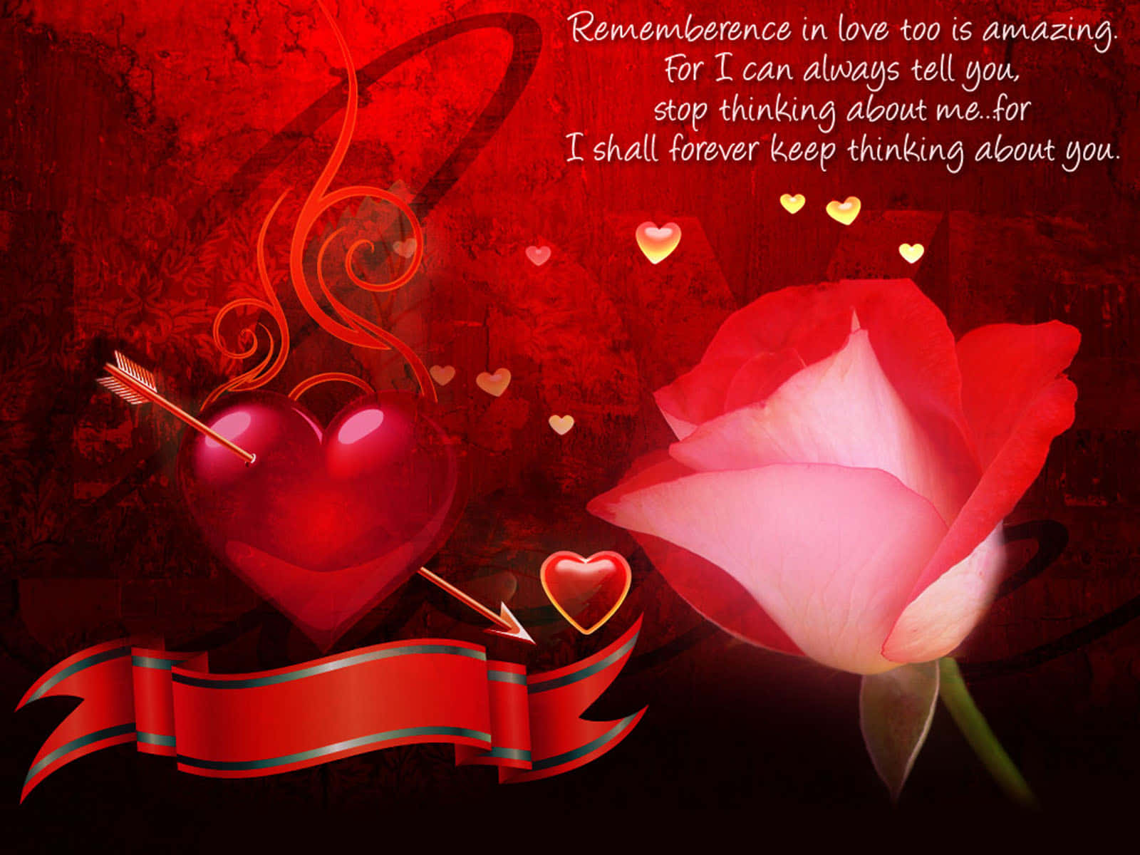 Eternal Love Quotewith Roseand Heart, glowing red heart, soft pink rose, HD Desktop Wallpaper
