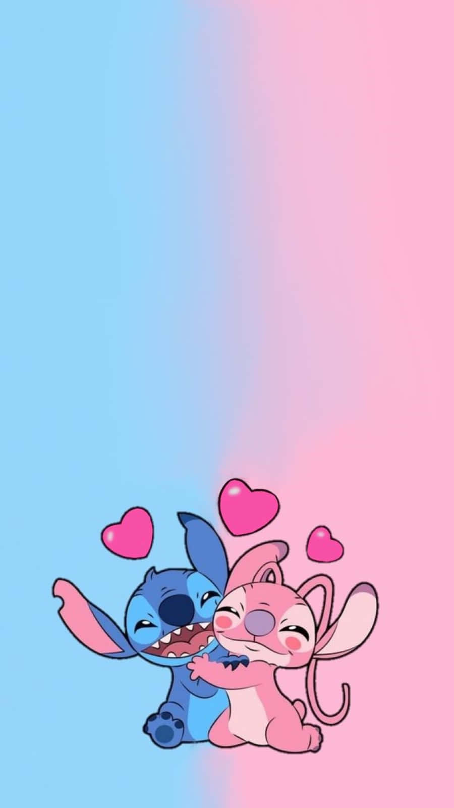 Love Stitch And Angel, blue Stitch, pink Angel, HD Phone Wallpaper