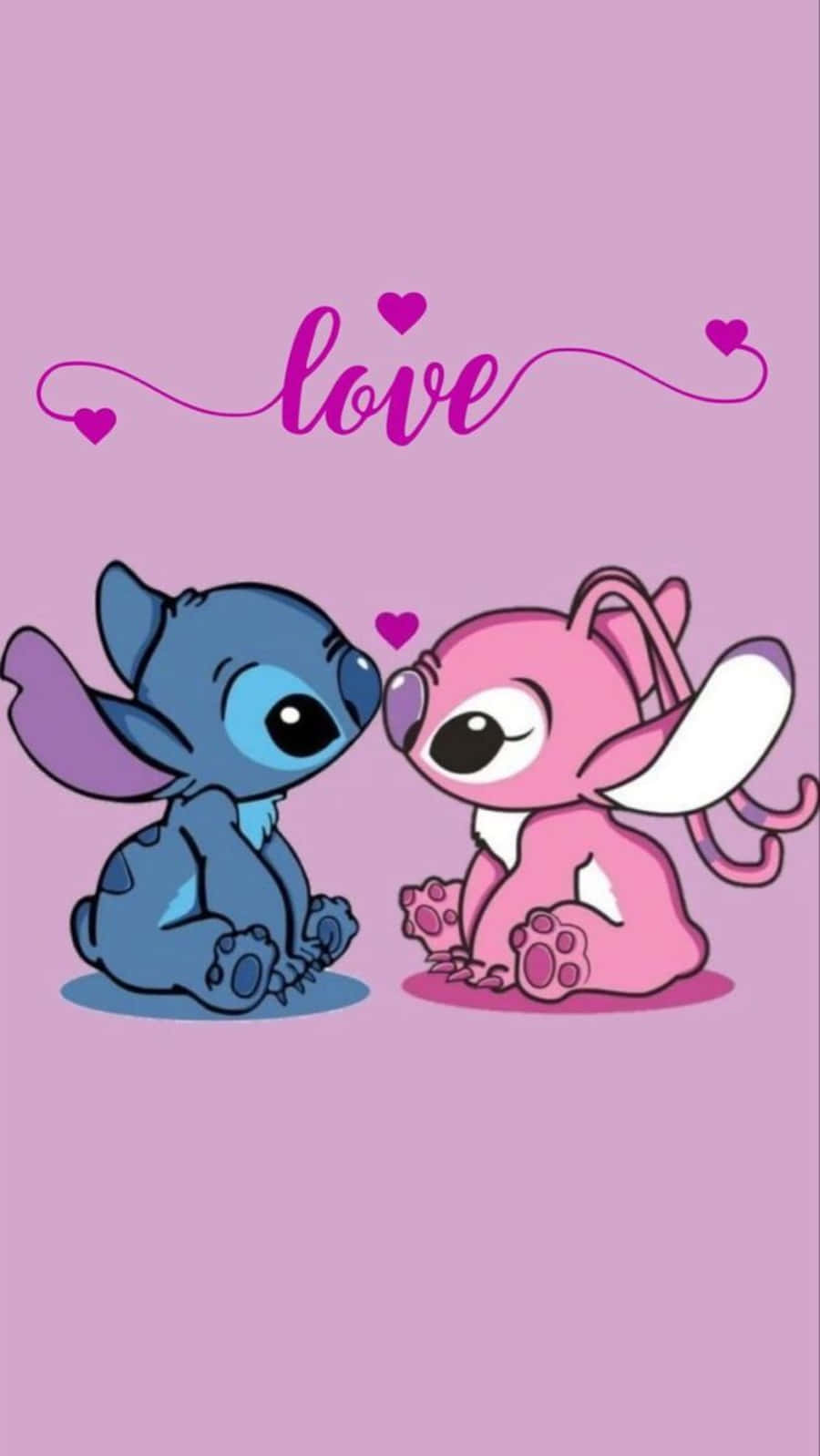 Stitch, Angel, hearts, HD Phone Wallpaper