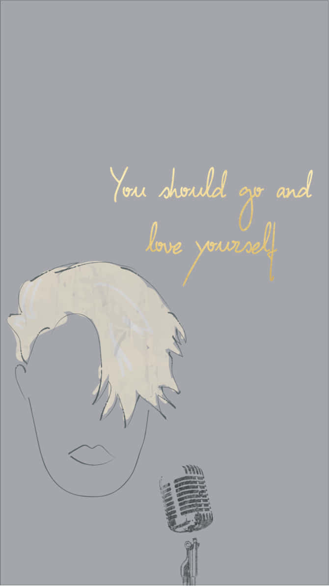 Love yourself, spiky hair, vintage microphone, SD Phone Wallpaper