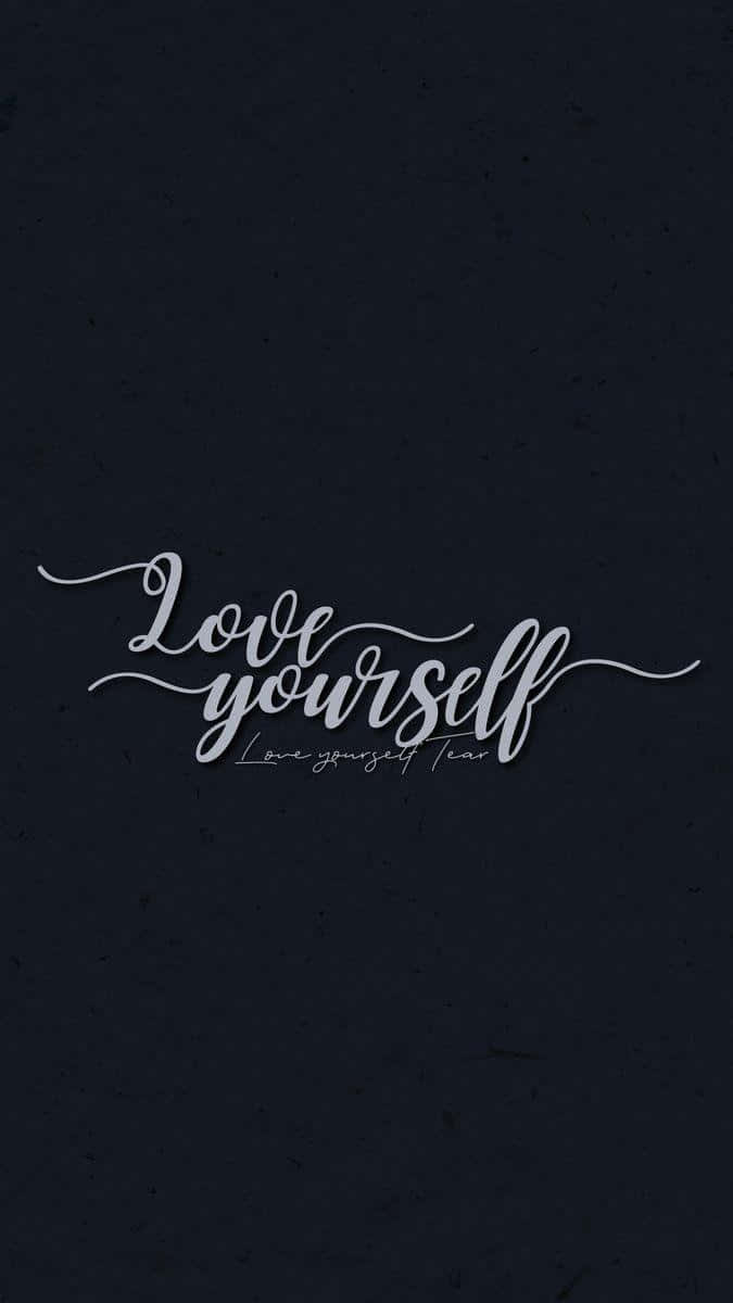 Love yourself, white cursive text, dark navy background, SD Phone Wallpaper