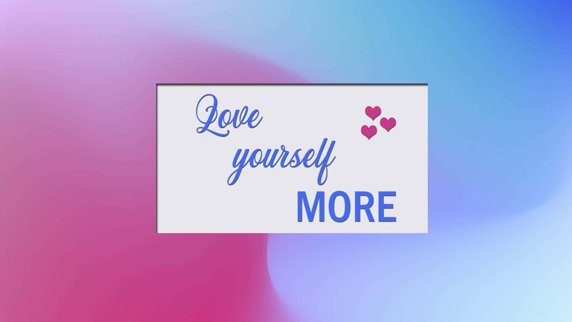 Love Yourself, blue cursive text, pink hearts, Full HD Desktop Wallpaper
