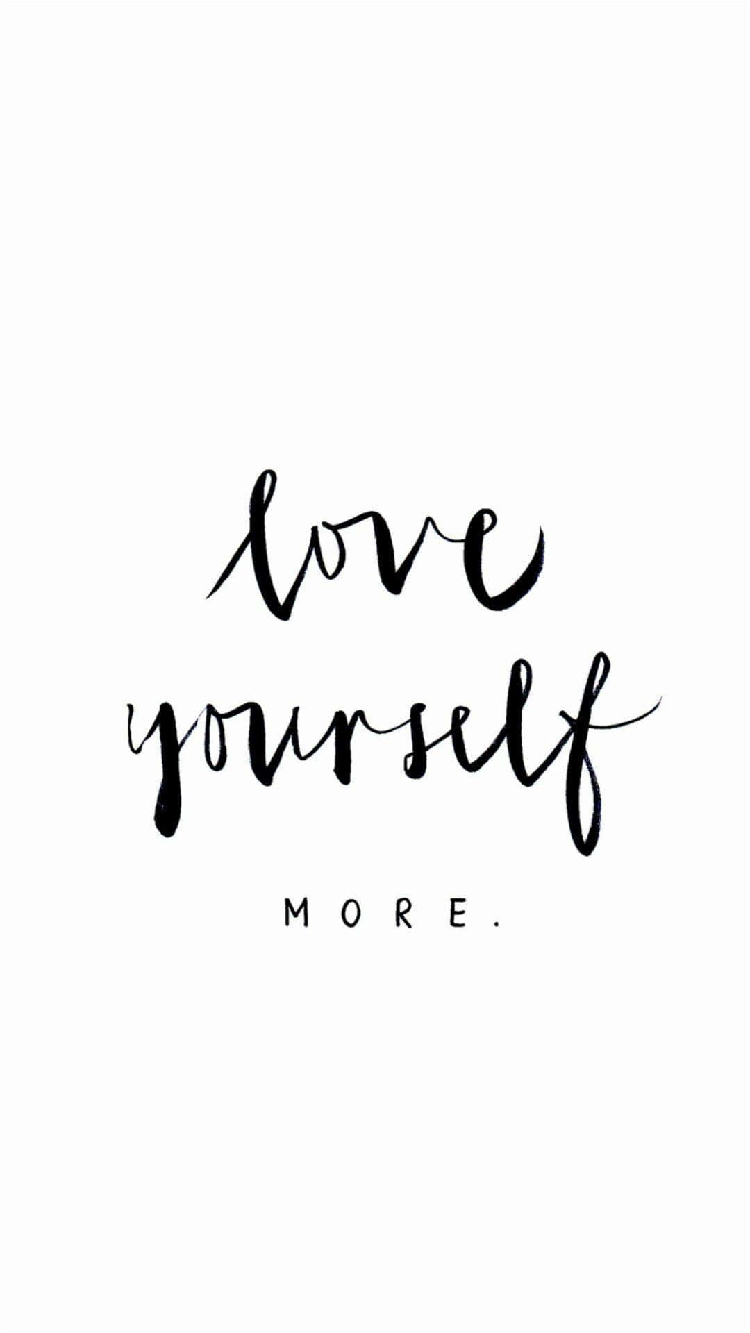 love yourself, black brush script, stark white background, Full HD Phone Wallpaper