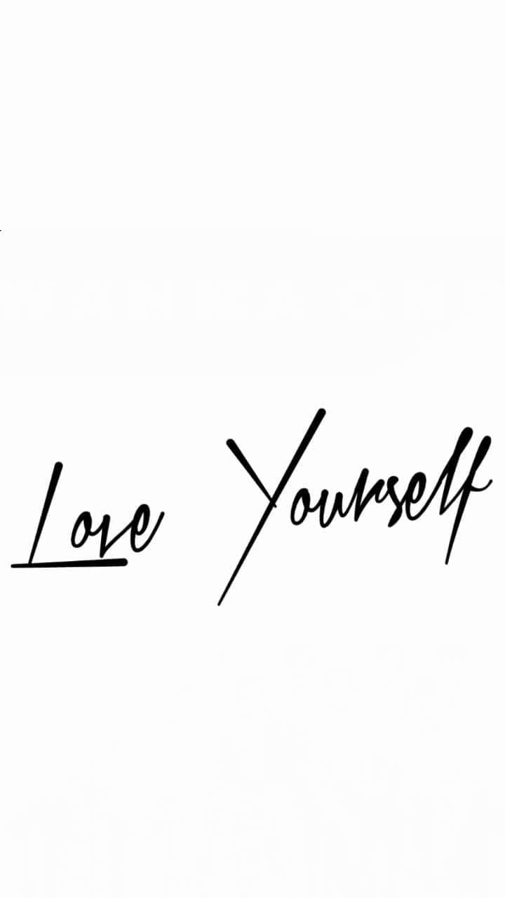 Love Yourself, black cursive text, stark white background, HD Phone Wallpaper