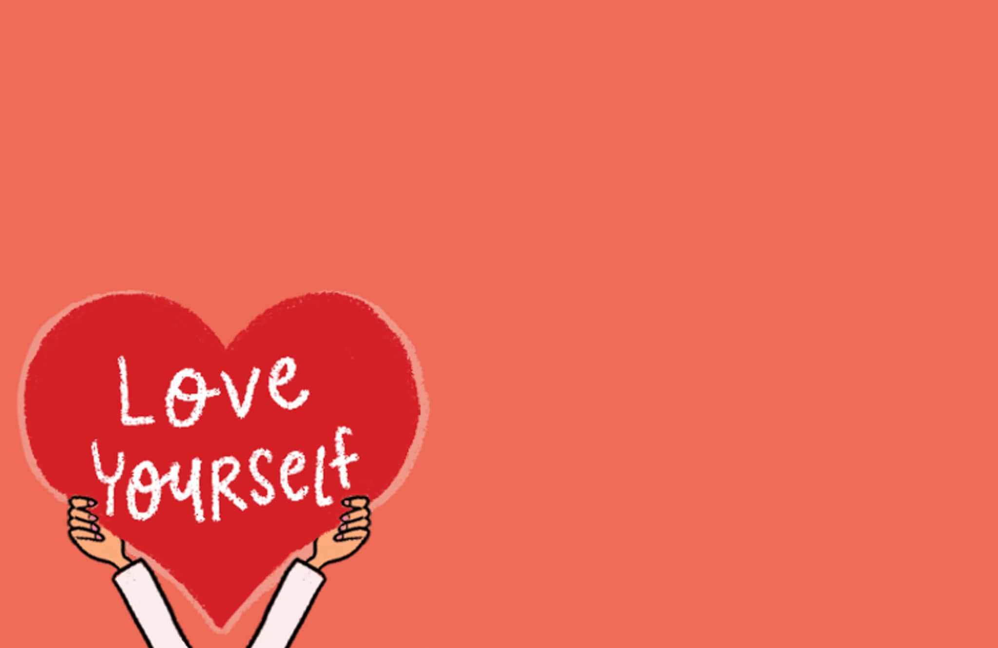 Love Yourself, red heart, white text, Full HD Desktop Wallpaper