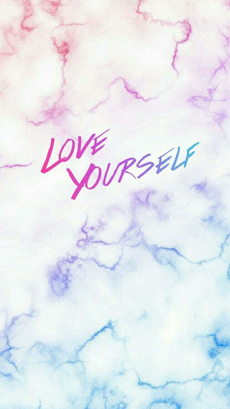 Love Yourself, pastel marble, pink and blue swirls, HD Phone Wallpaper