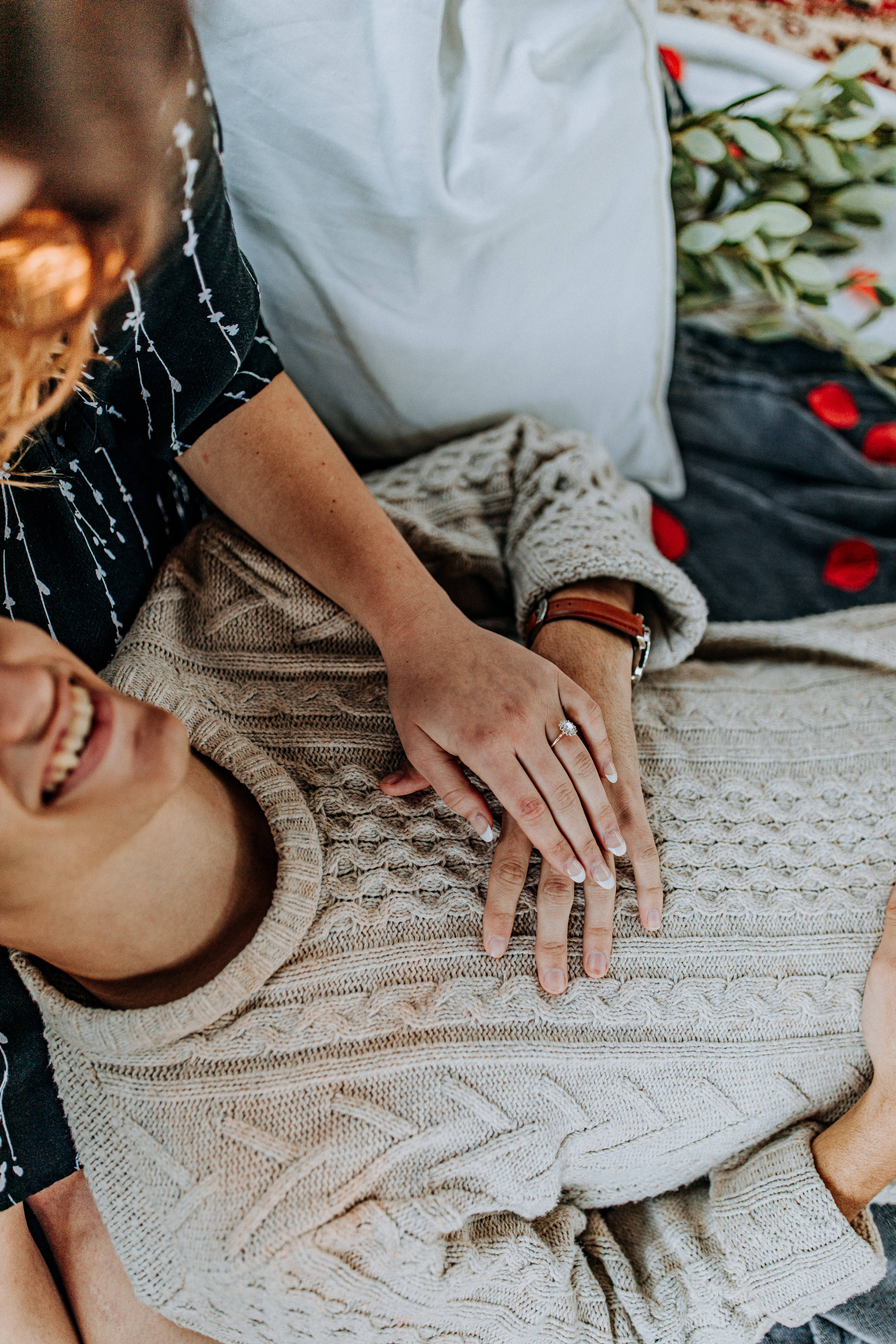 couple, intertwined hands, cozy knit sweater, 5K Phone Wallpaper