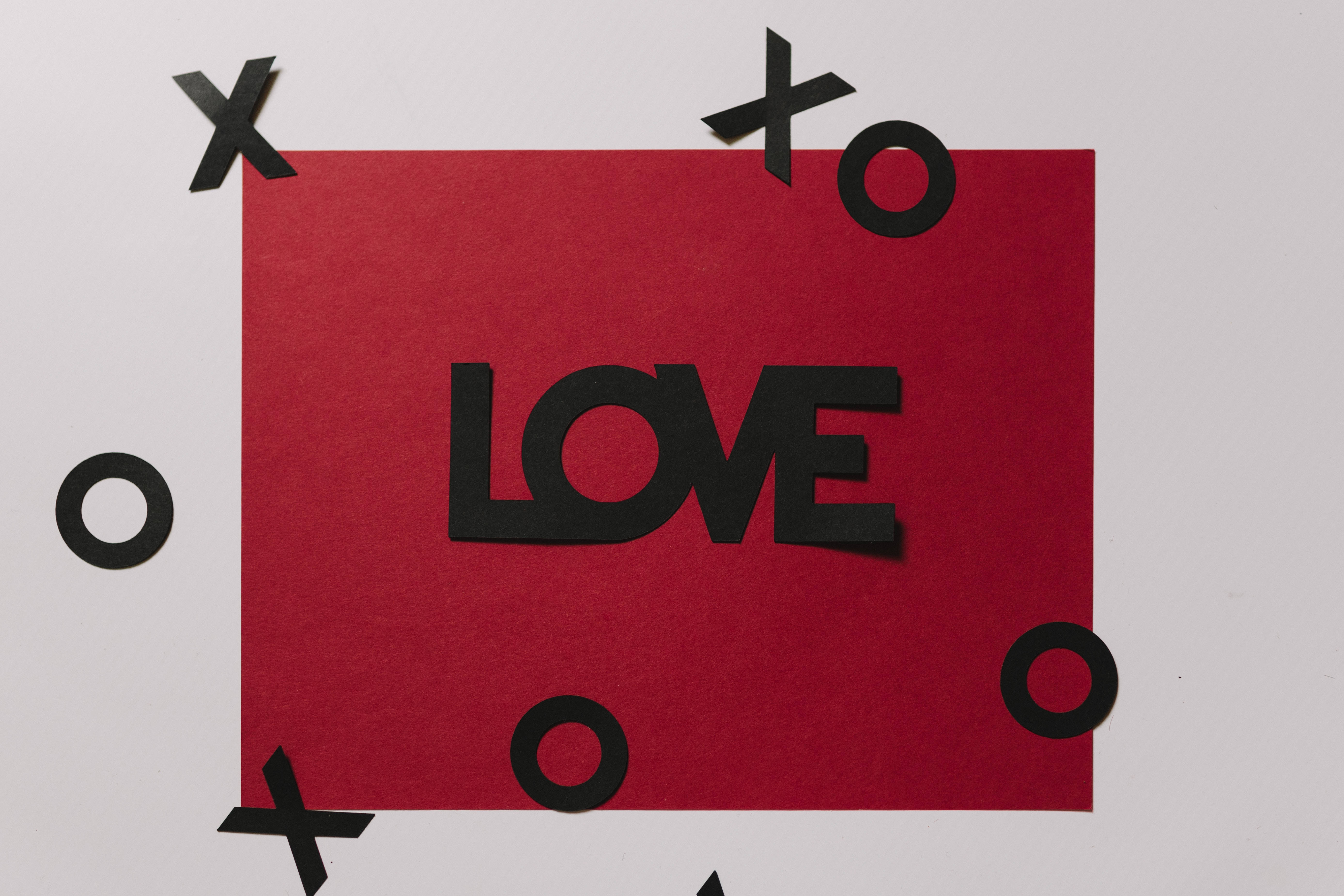 red love letter xoxo, LOVE, red paper square, 5K Desktop Wallpaper