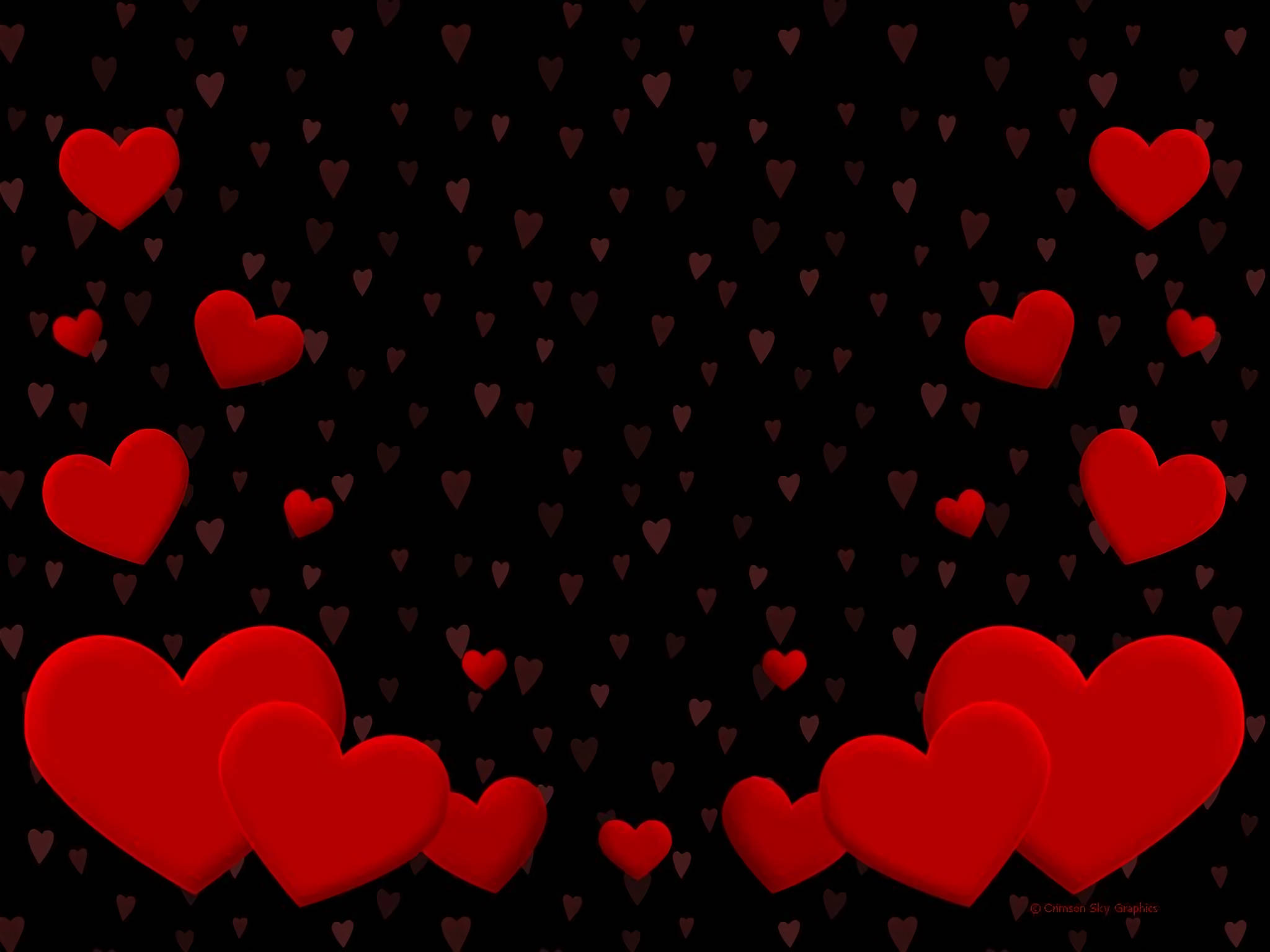 red, black, love heart, Full HD Desktop Wallpaper