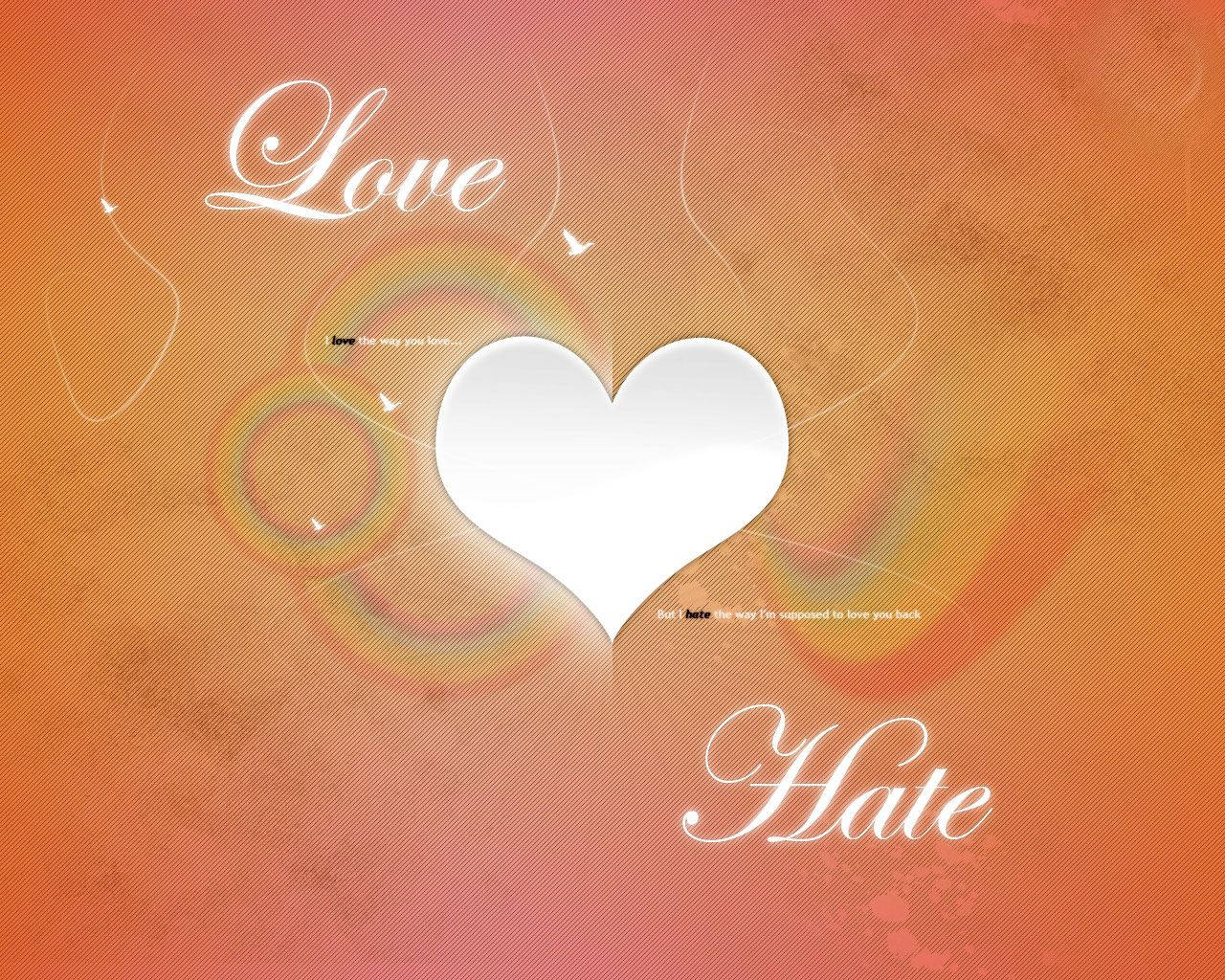 Love, Hate, white heart, HD Desktop Wallpaper