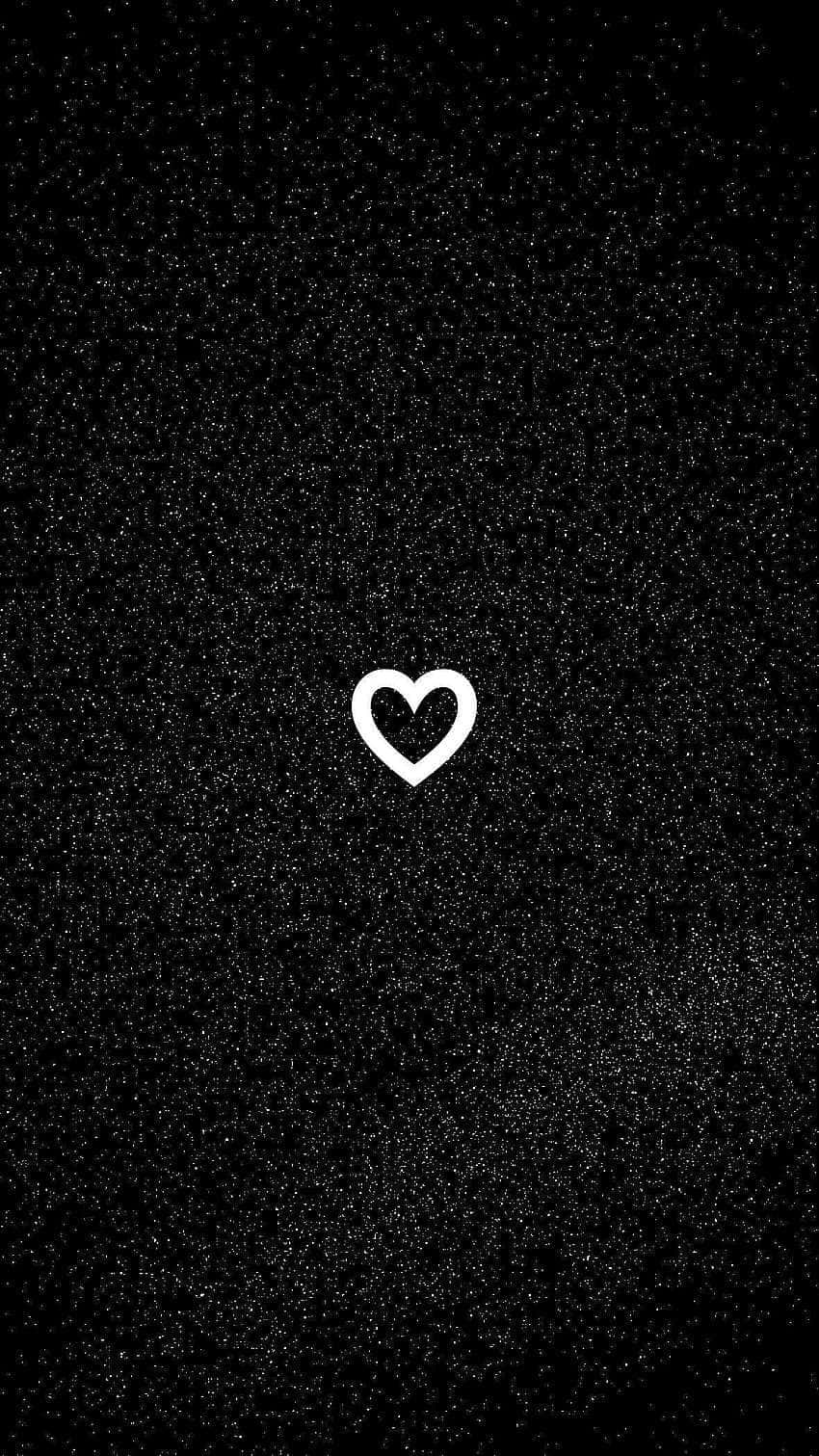 Solitary Heart Amidst Darkness, white heart outline, textured black background, HD Phone Wallpaper
