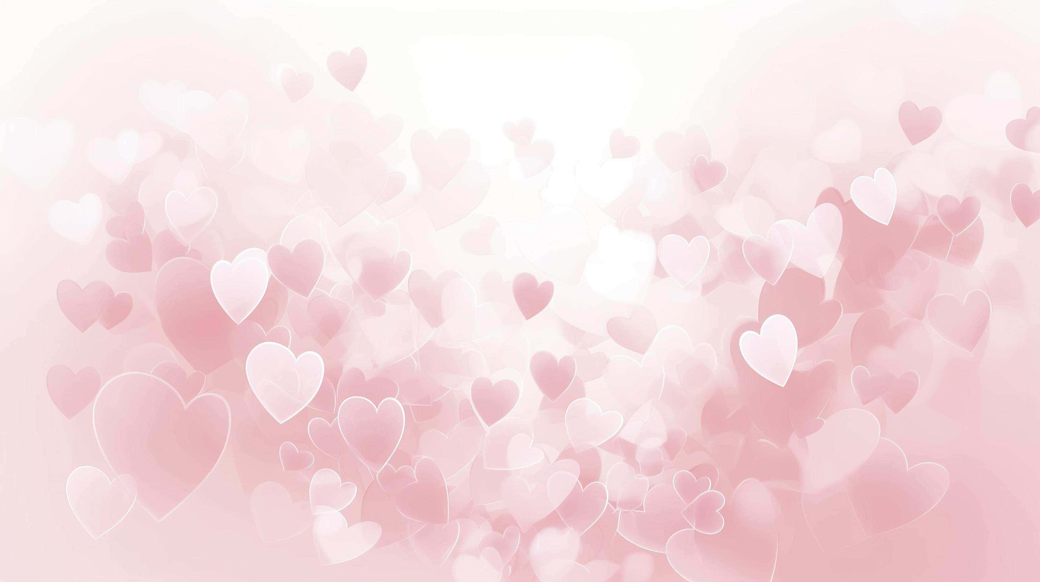 Lovecore, hearts, soft pink, 2K Desktop Wallpaper